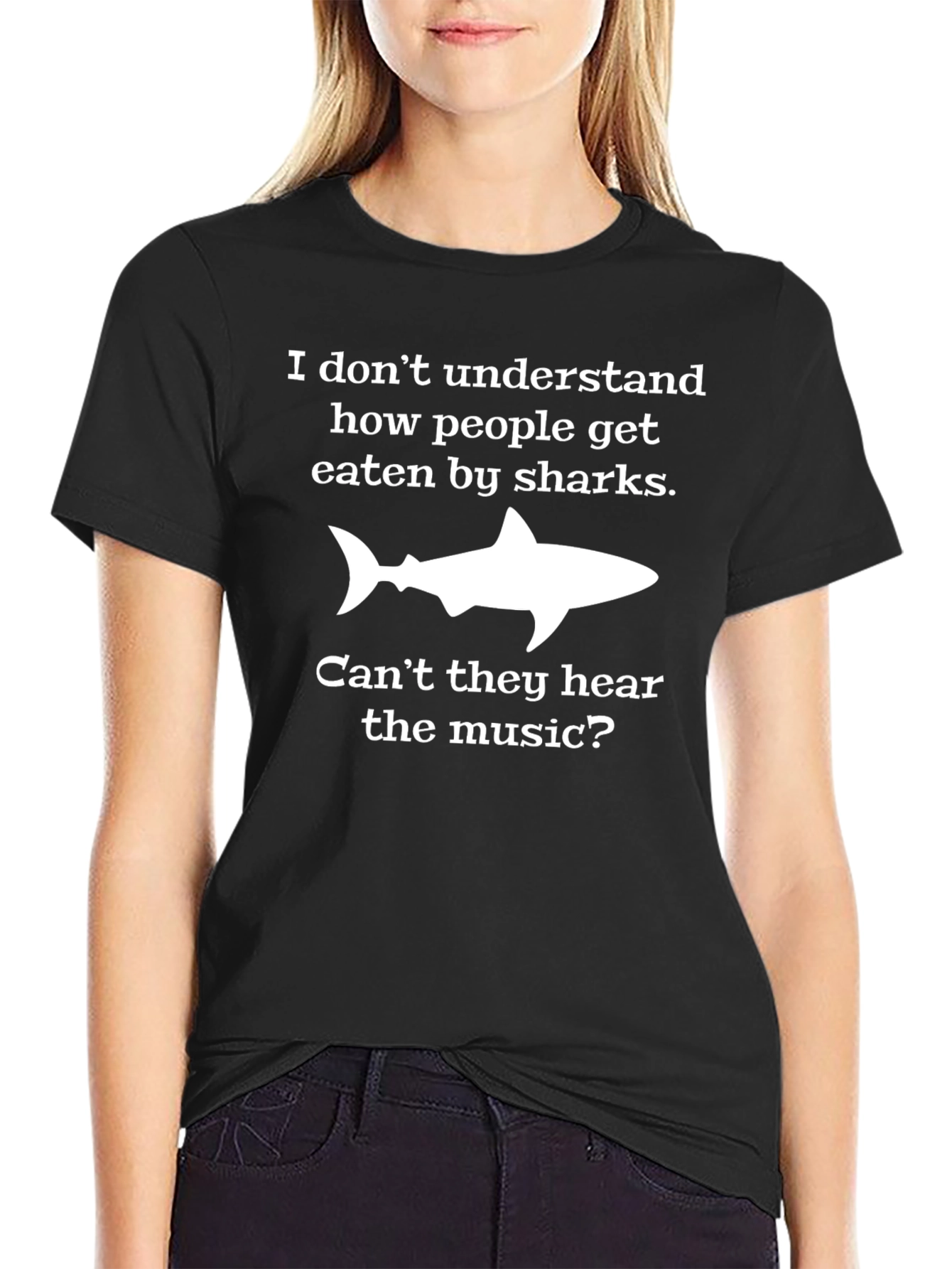 Funny Shark T-Shirt: Cant They Hear The Music?