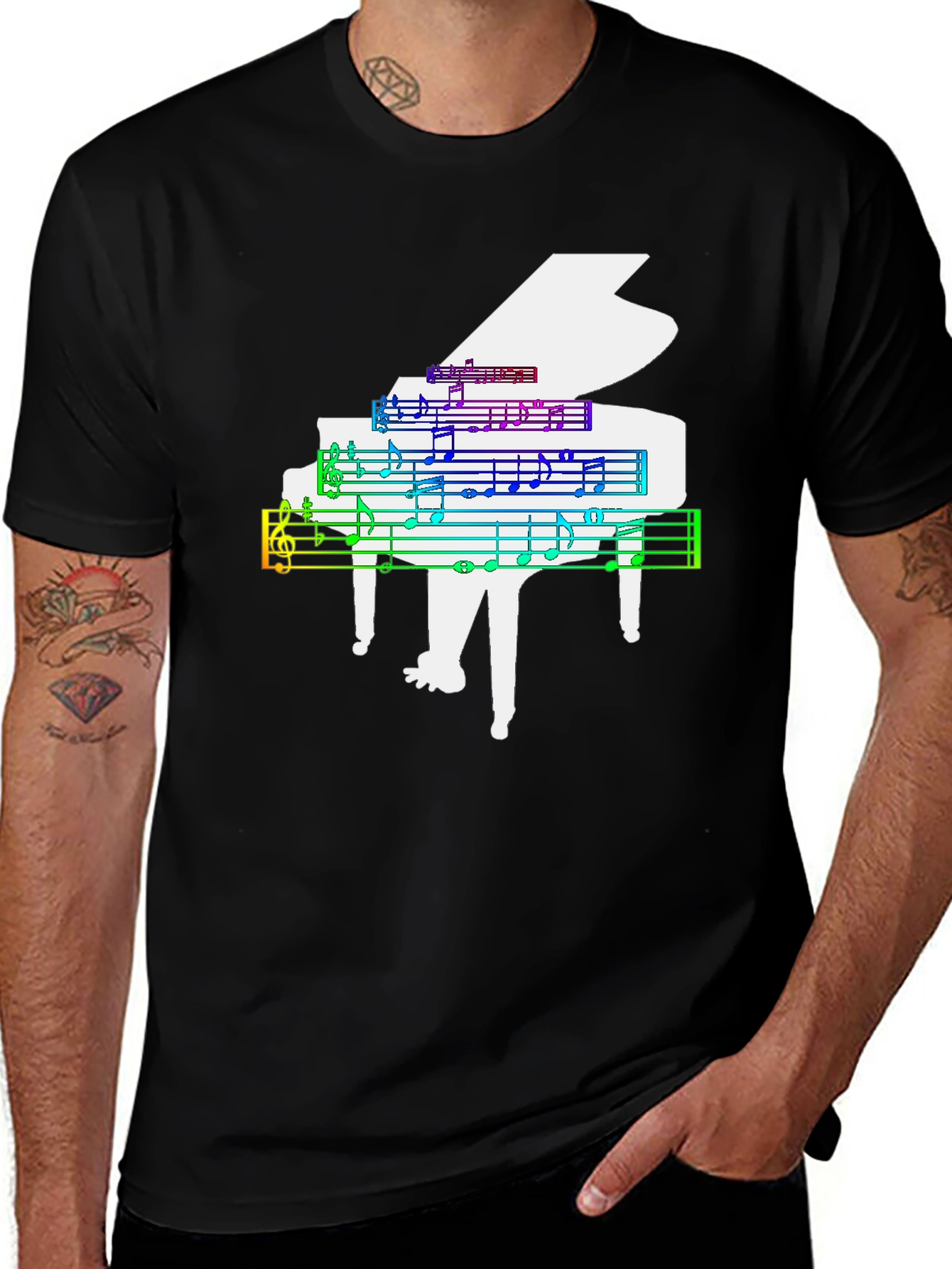 Grand Piano Music Rainbow T-Shirt