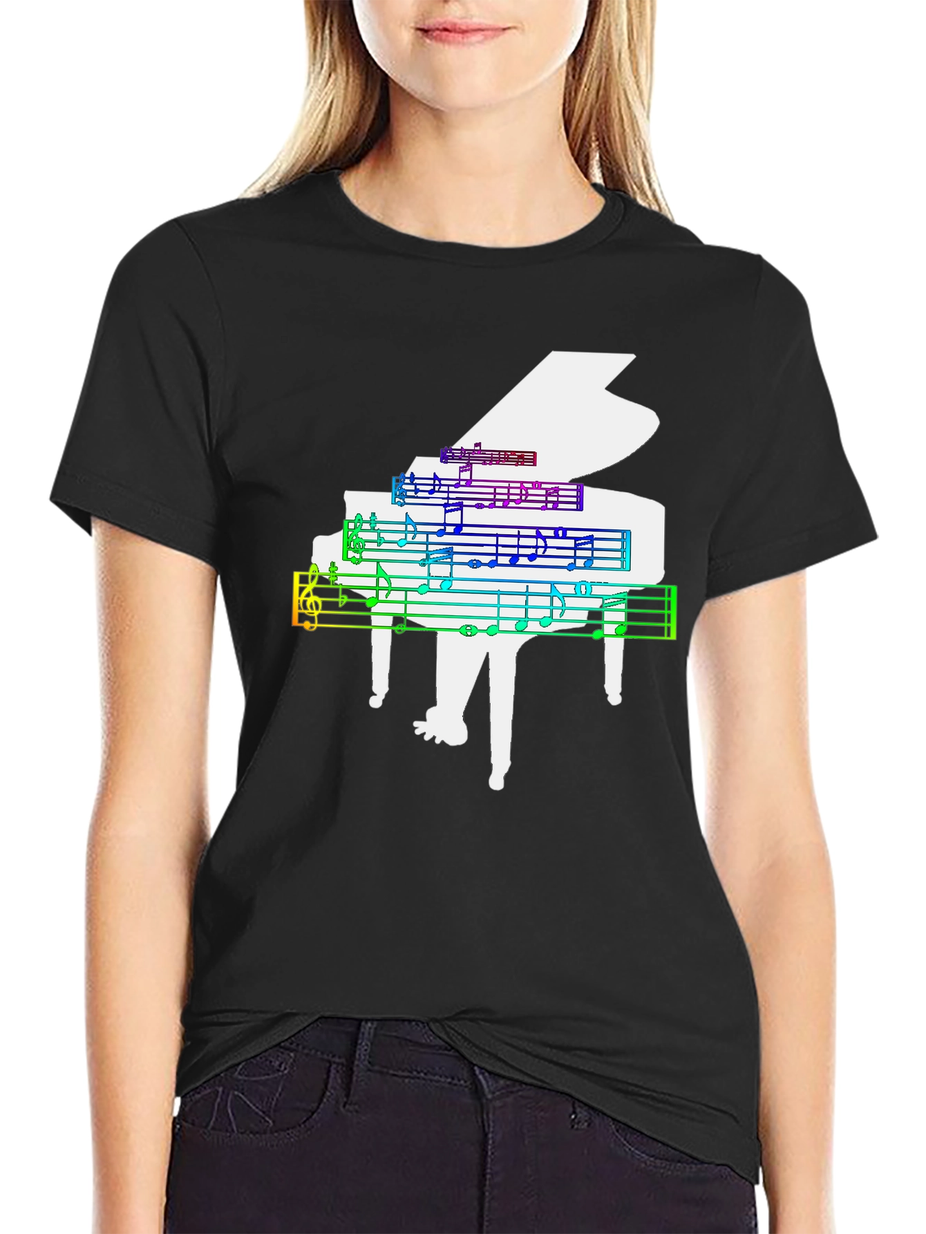 Grand Piano Music Rainbow T-Shirt
