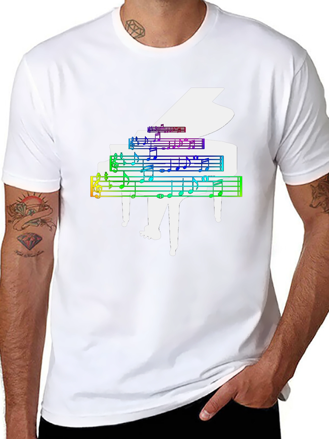 Grand Piano Music Rainbow T-Shirt