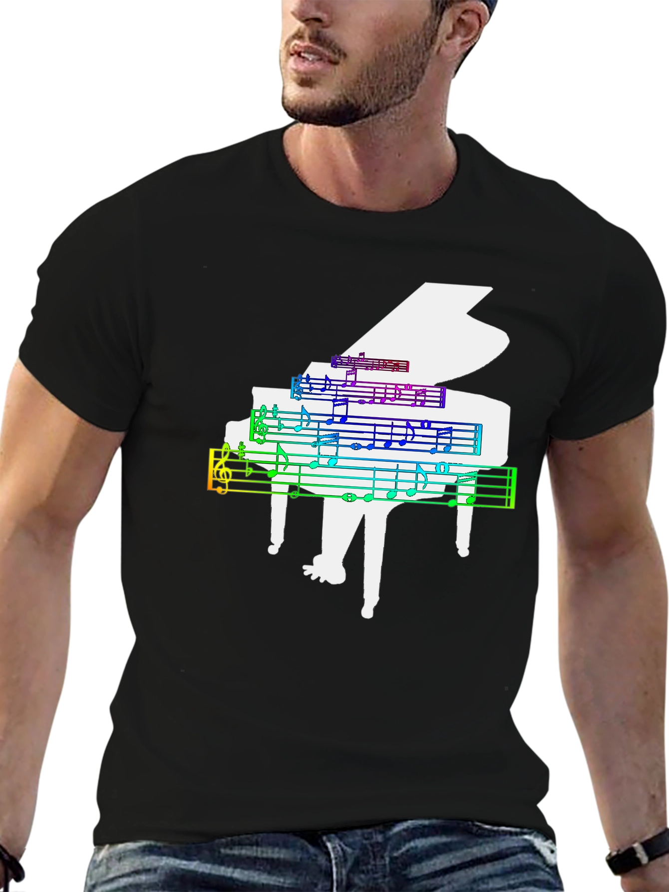 Grand Piano Music Rainbow T-Shirt