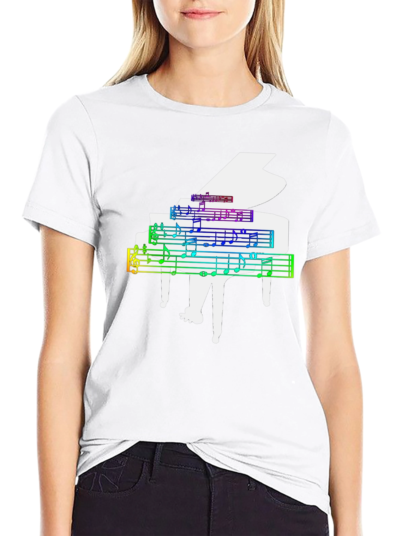 Grand Piano Music Rainbow T-Shirt