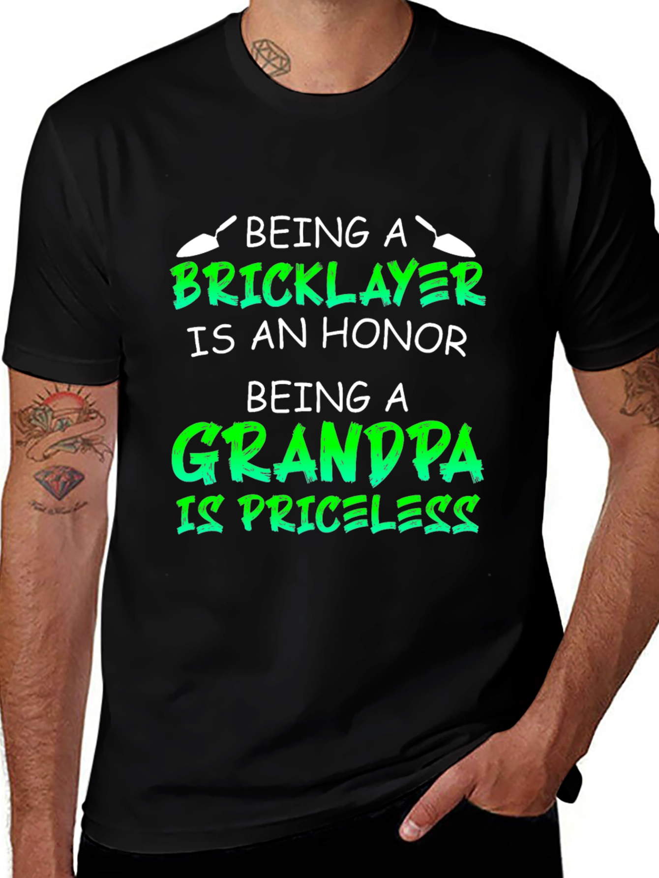 Bricklayer Grandpa Honor Priceless Black T-Shirt