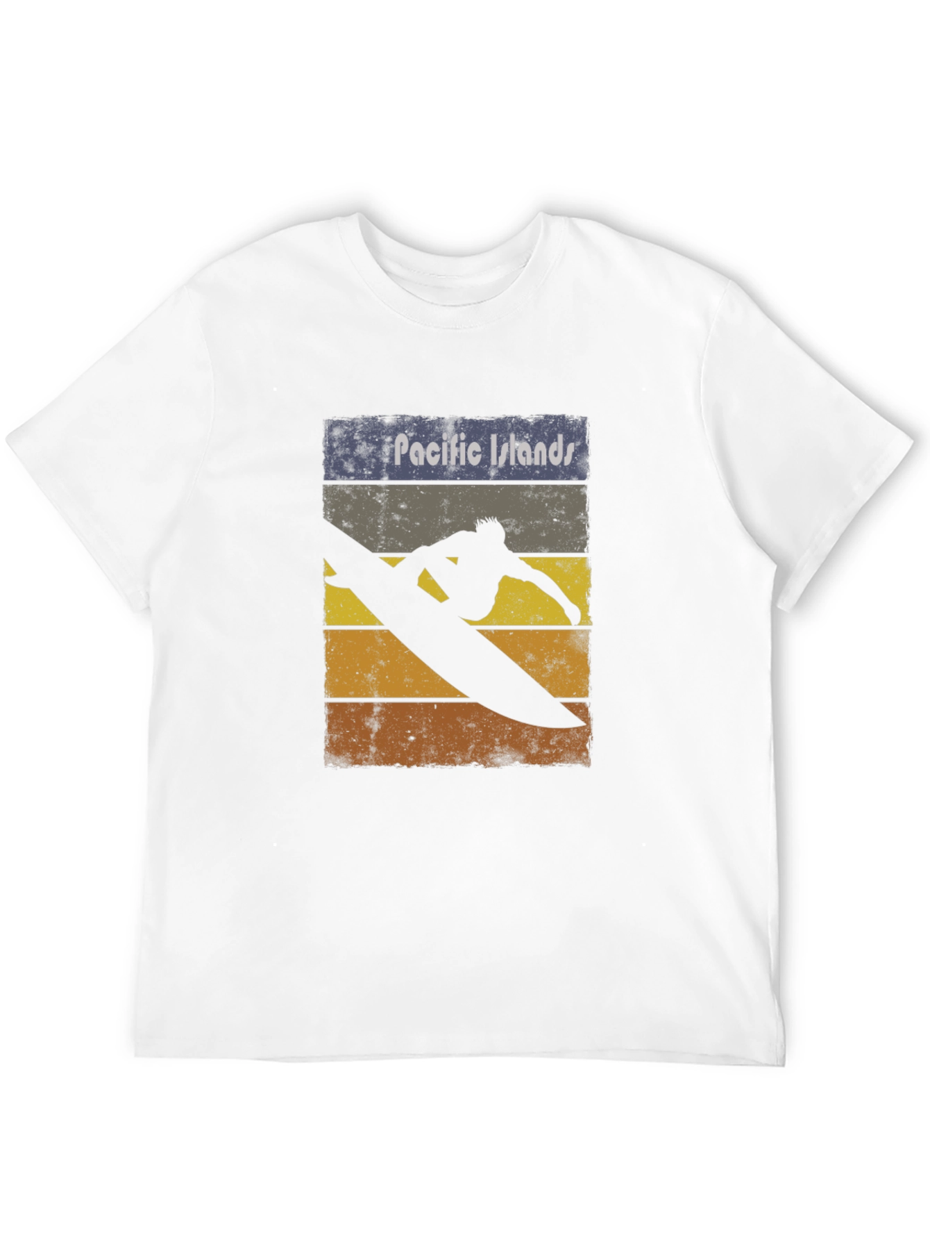 Pacific Islands Surfboard Retro Graphic T-Shirt