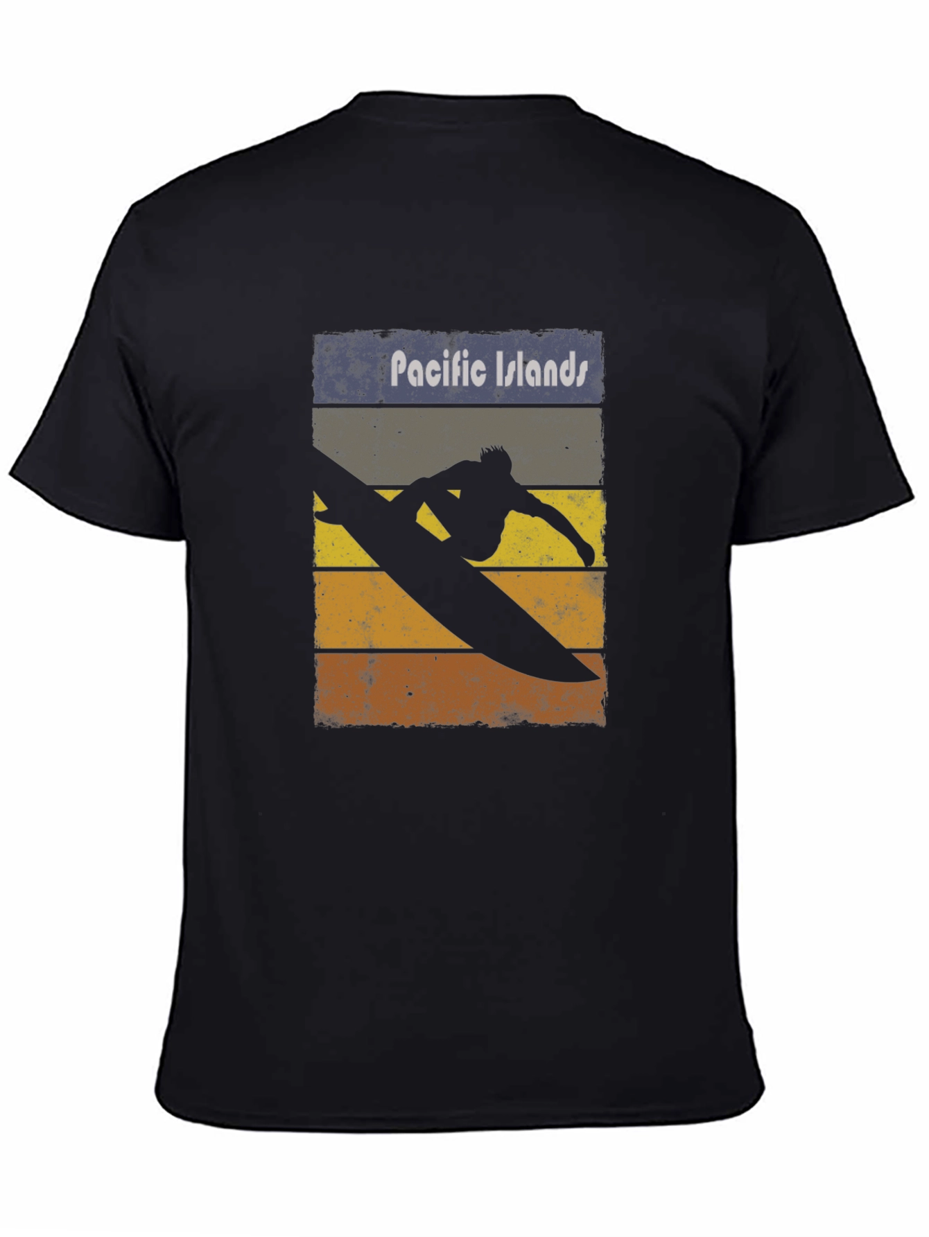 Pacific Islands Surfboard Retro Graphic T-Shirt