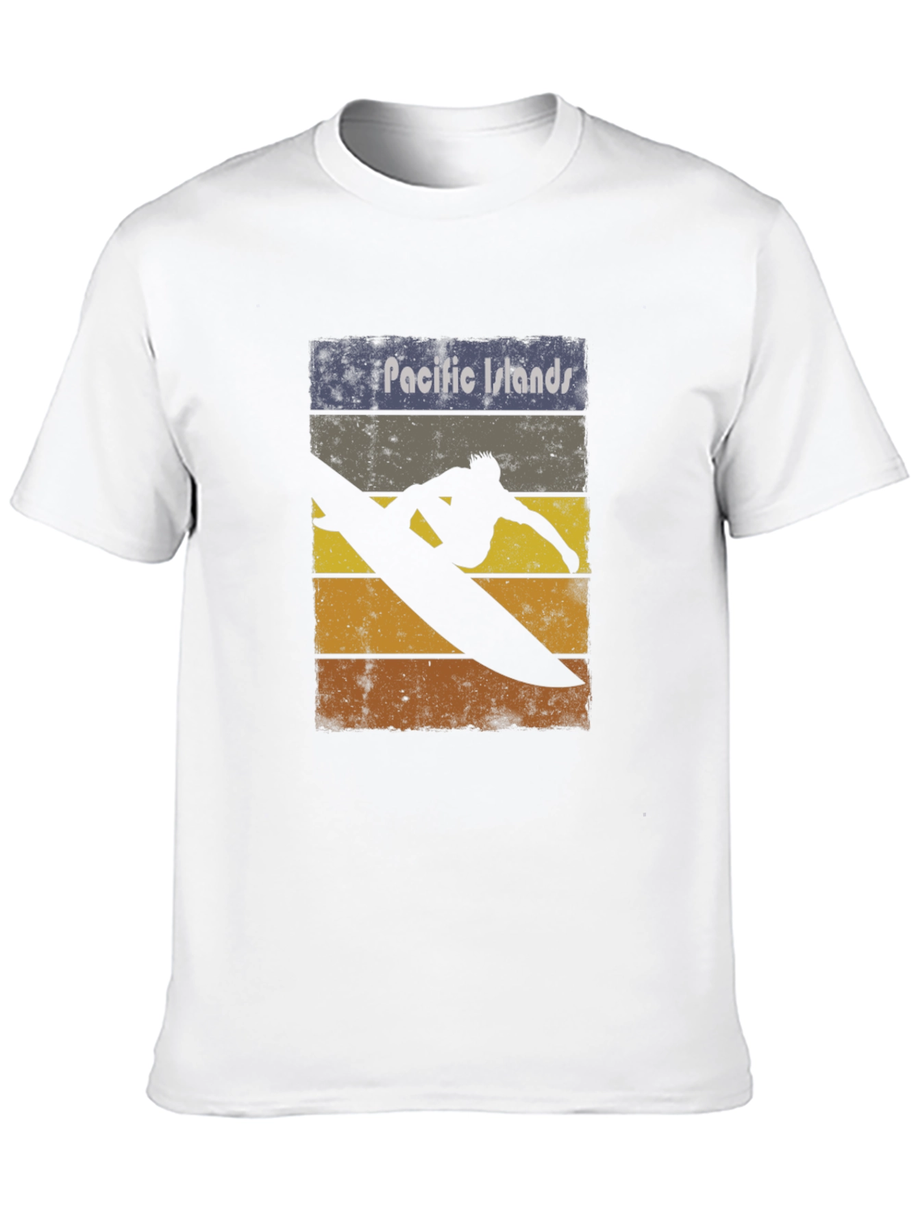 Pacific Islands Surfboard Retro Graphic T-Shirt
