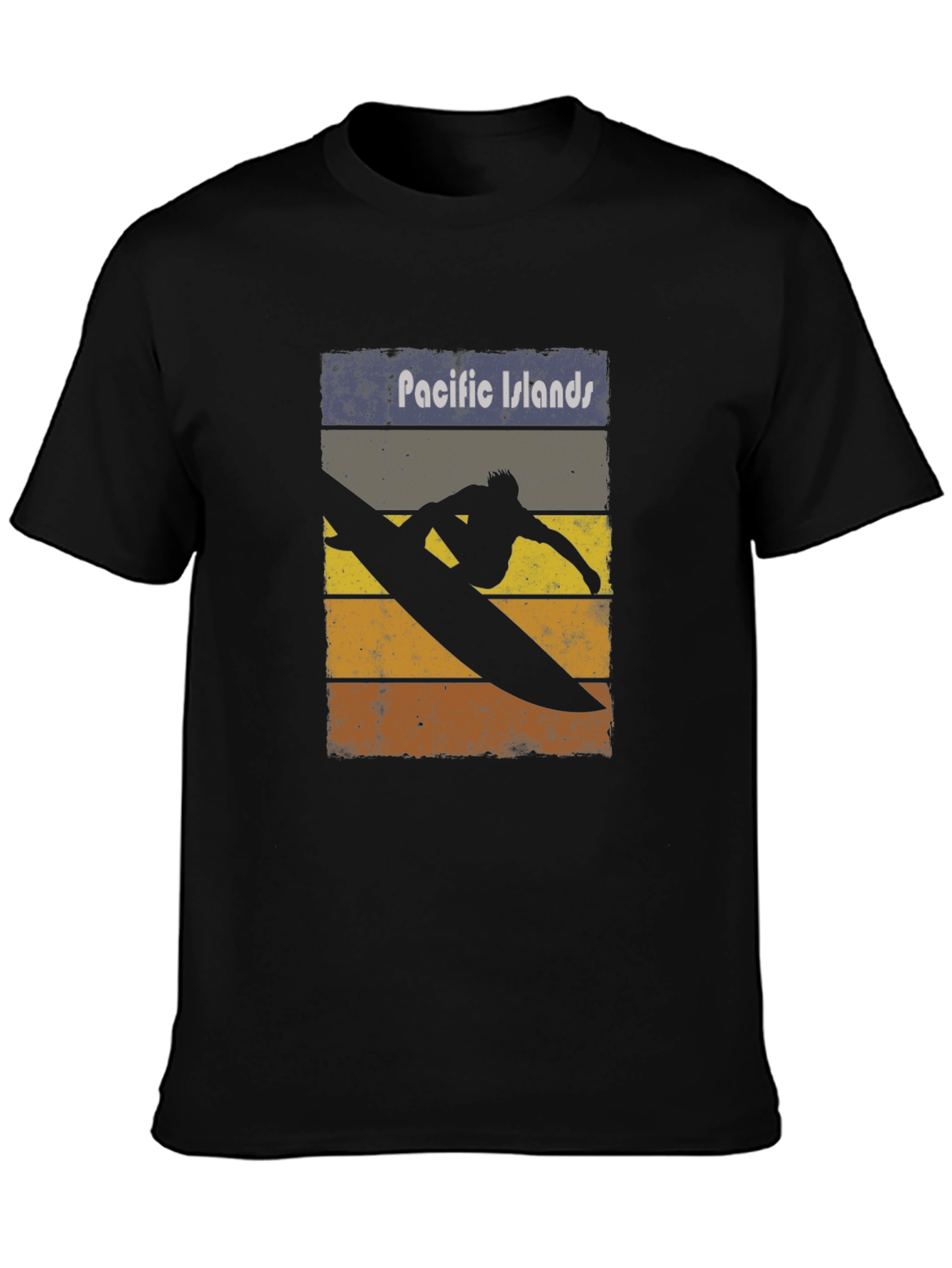 Pacific Islands Surfboard Retro Graphic T-Shirt