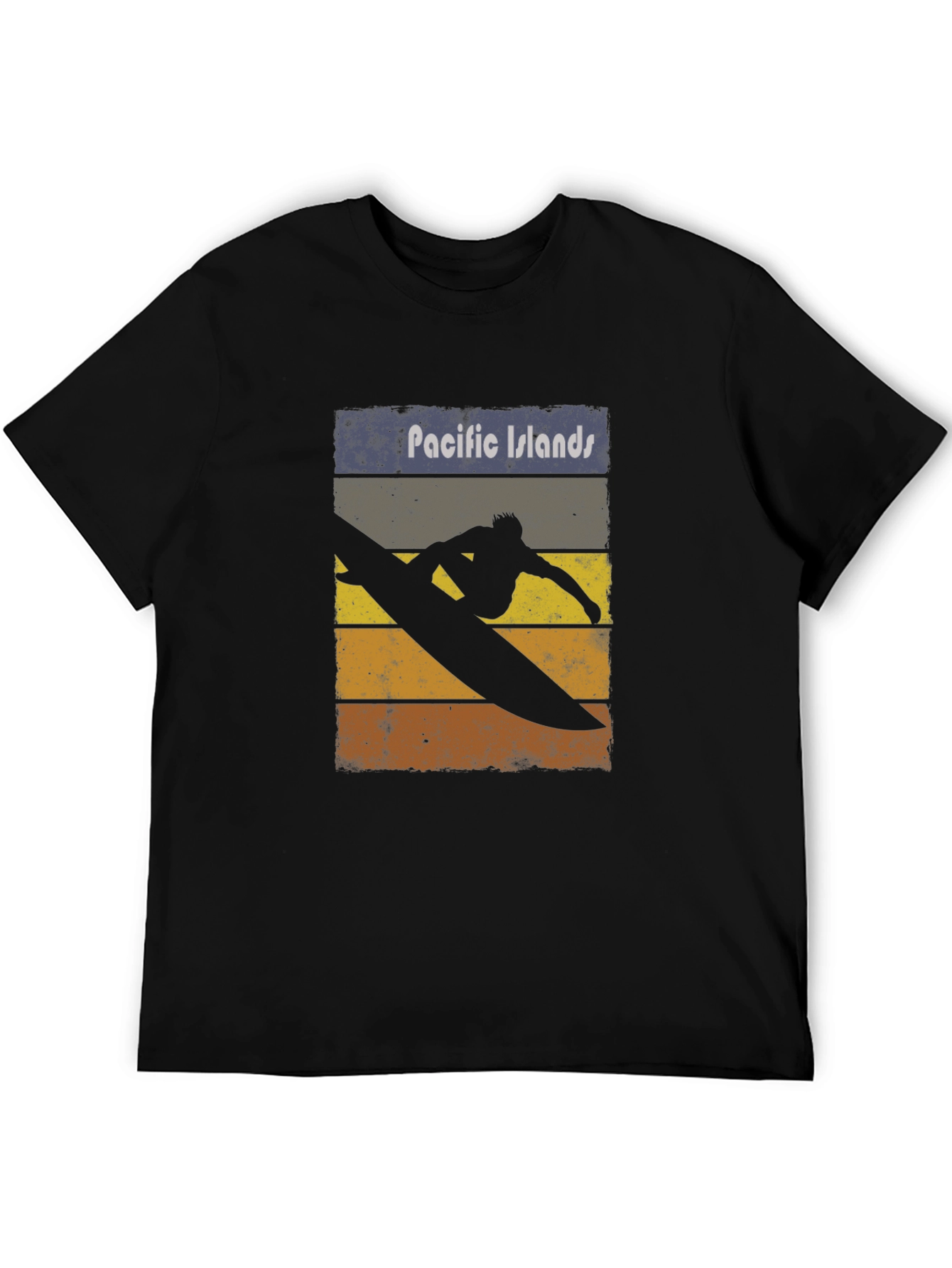 Pacific Islands Surfboard Retro Graphic T-Shirt