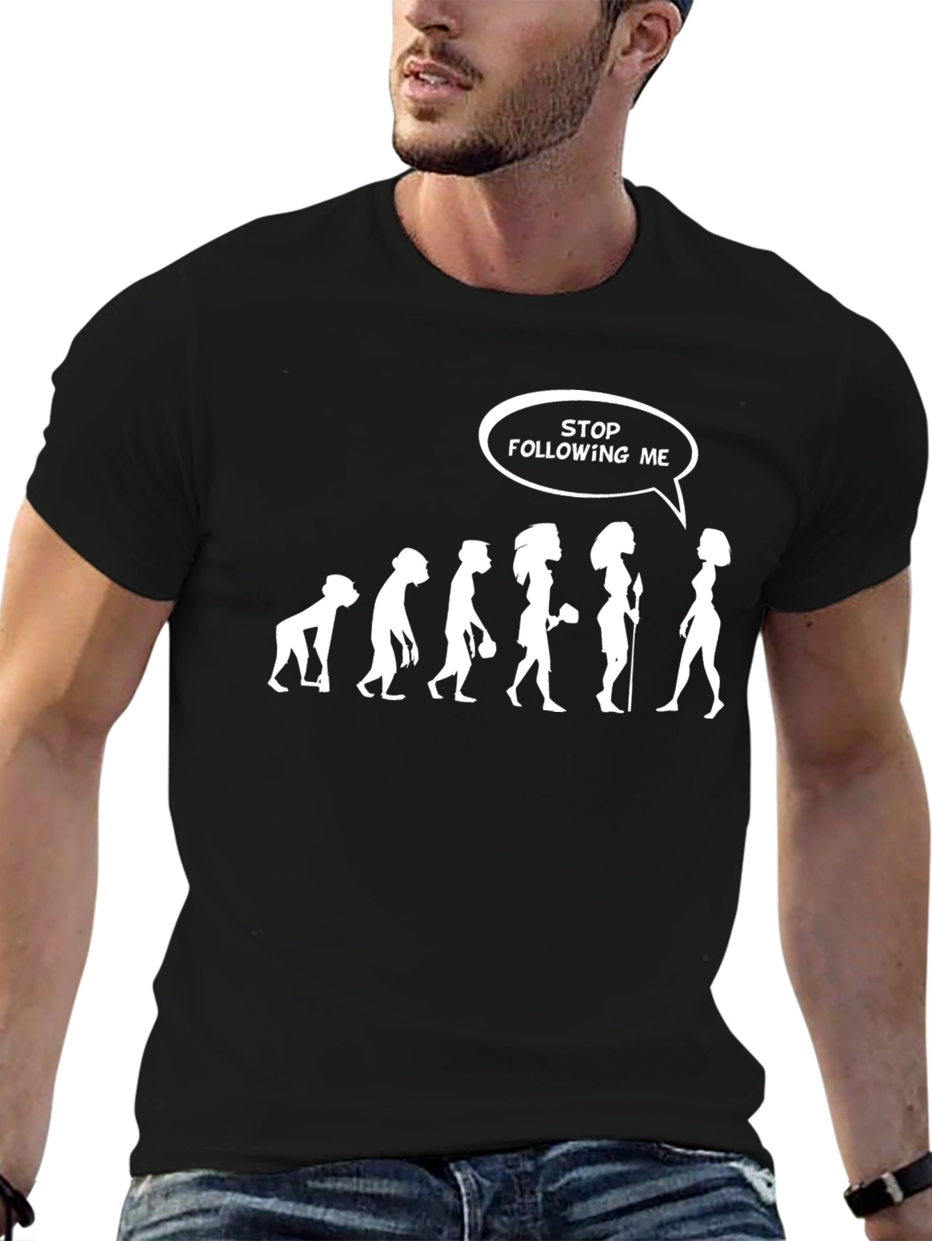 Evolution Stop Following Me Graphic T-Shirt