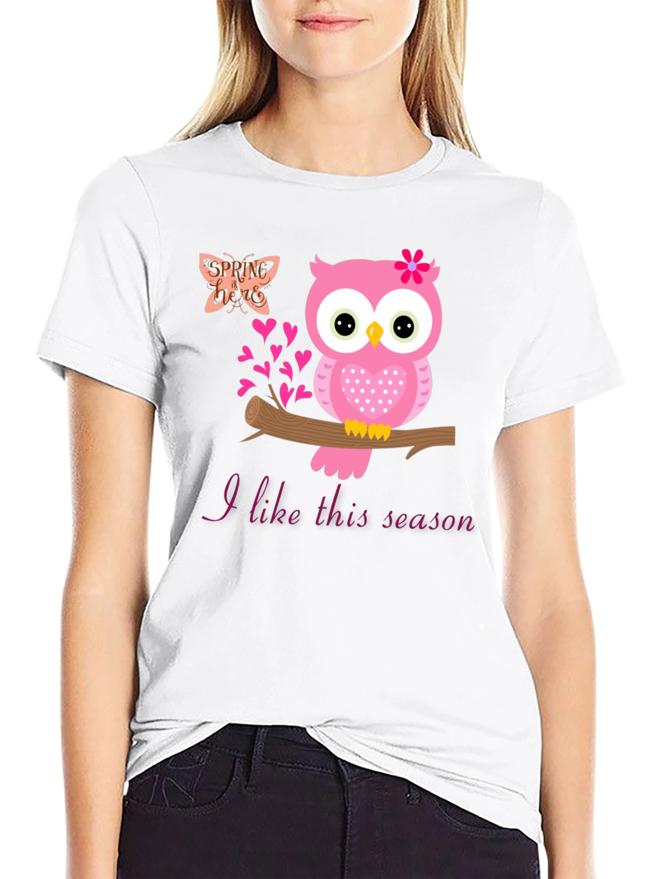 Pink Owl I Like This Season Black T-Shirt