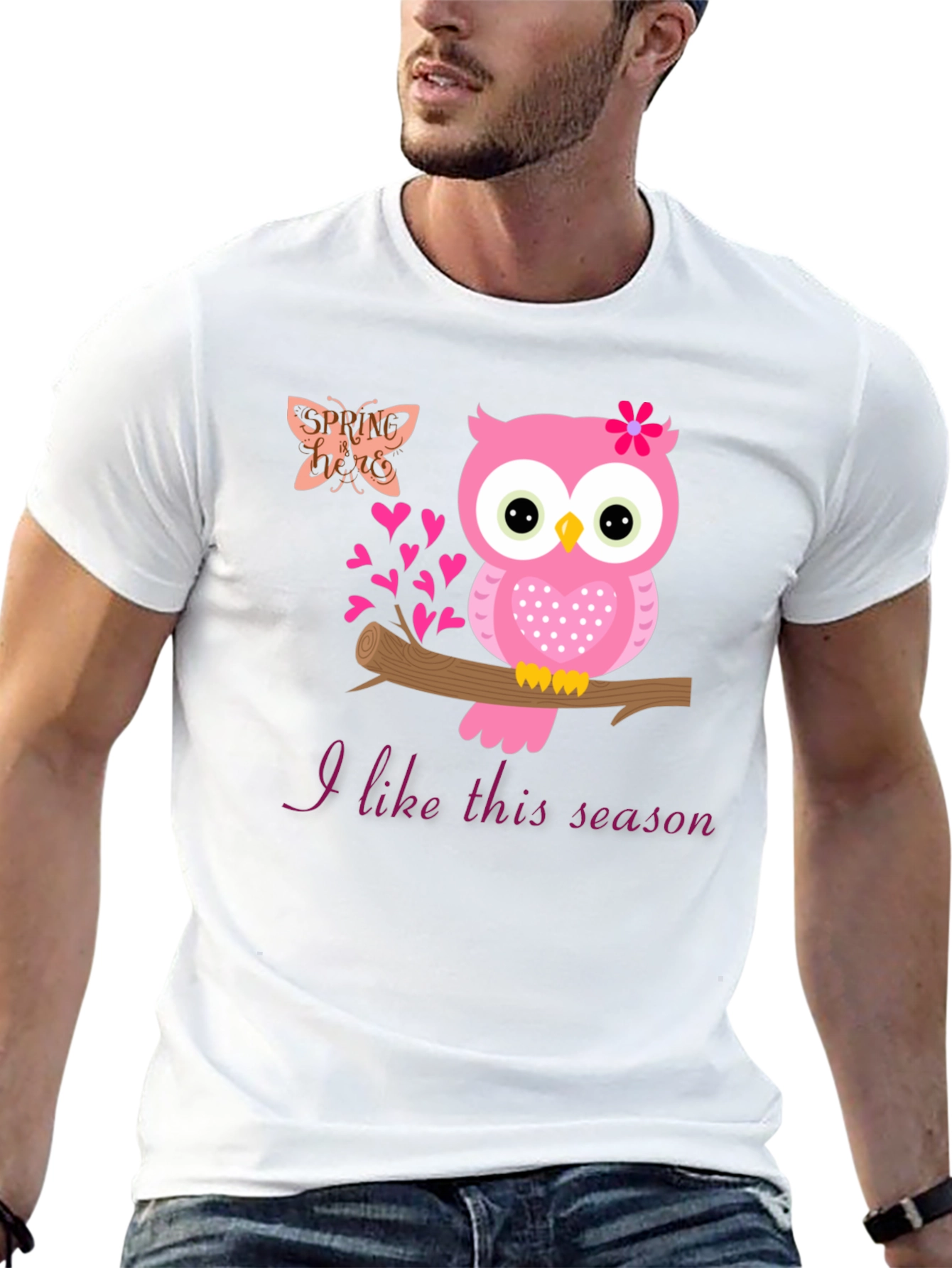Pink Owl I Like This Season Black T-Shirt