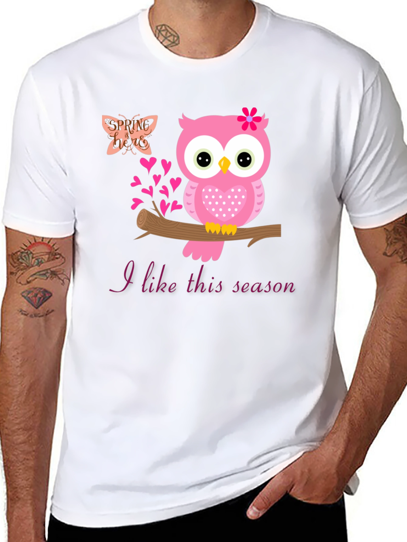 Pink Owl I Like This Season Black T-Shirt
