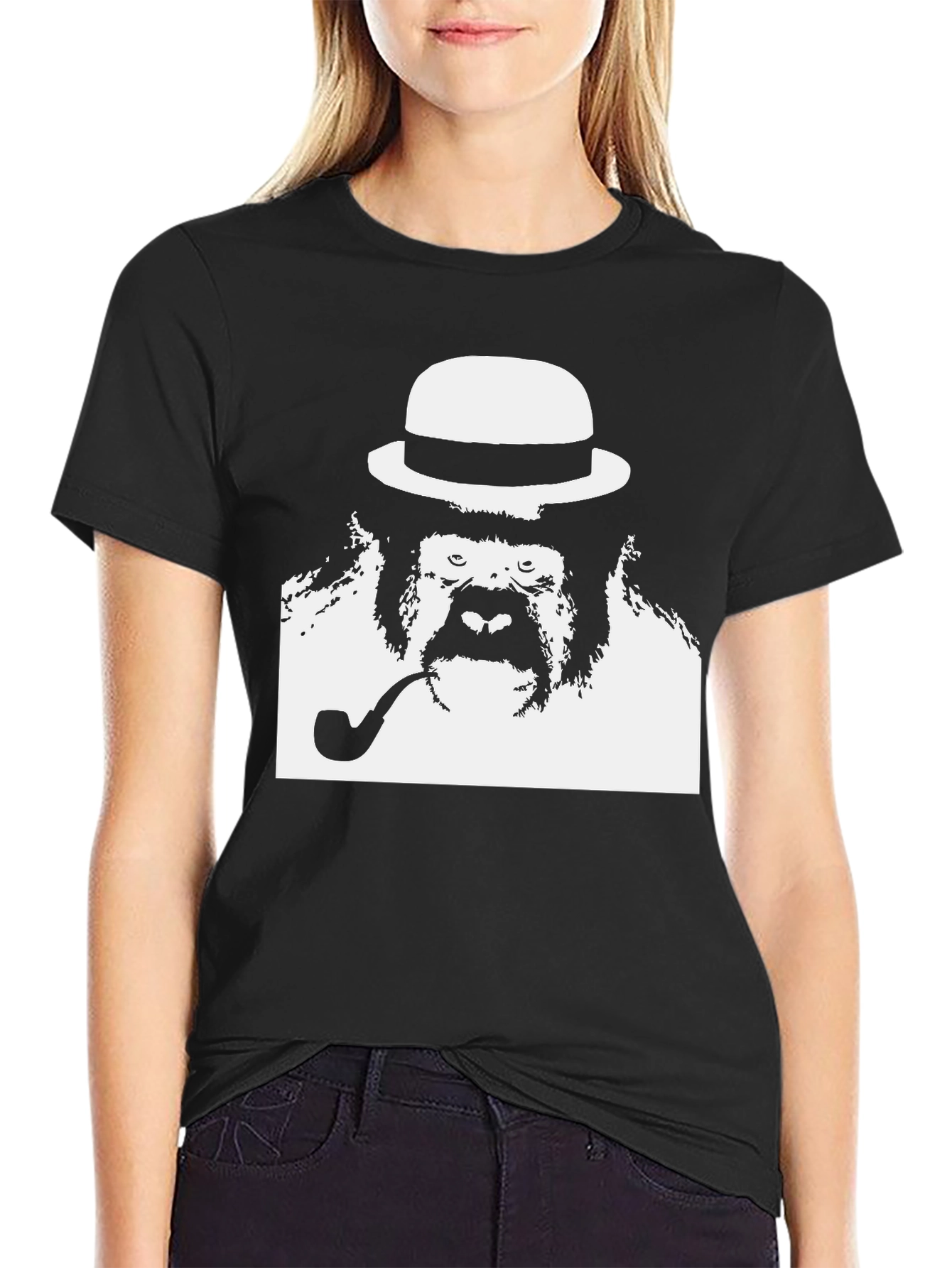 Gorilla with Hat & Pipe Graphic T-Shirt
