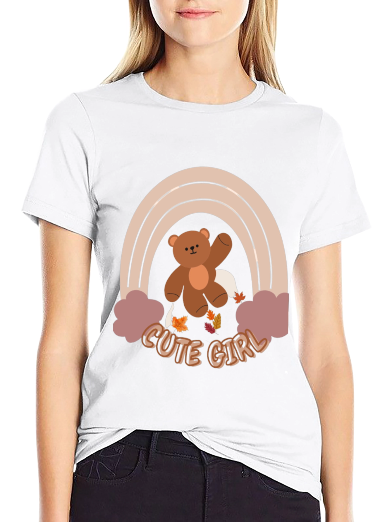 Cute Girl Bear Rainbow T-Shirt