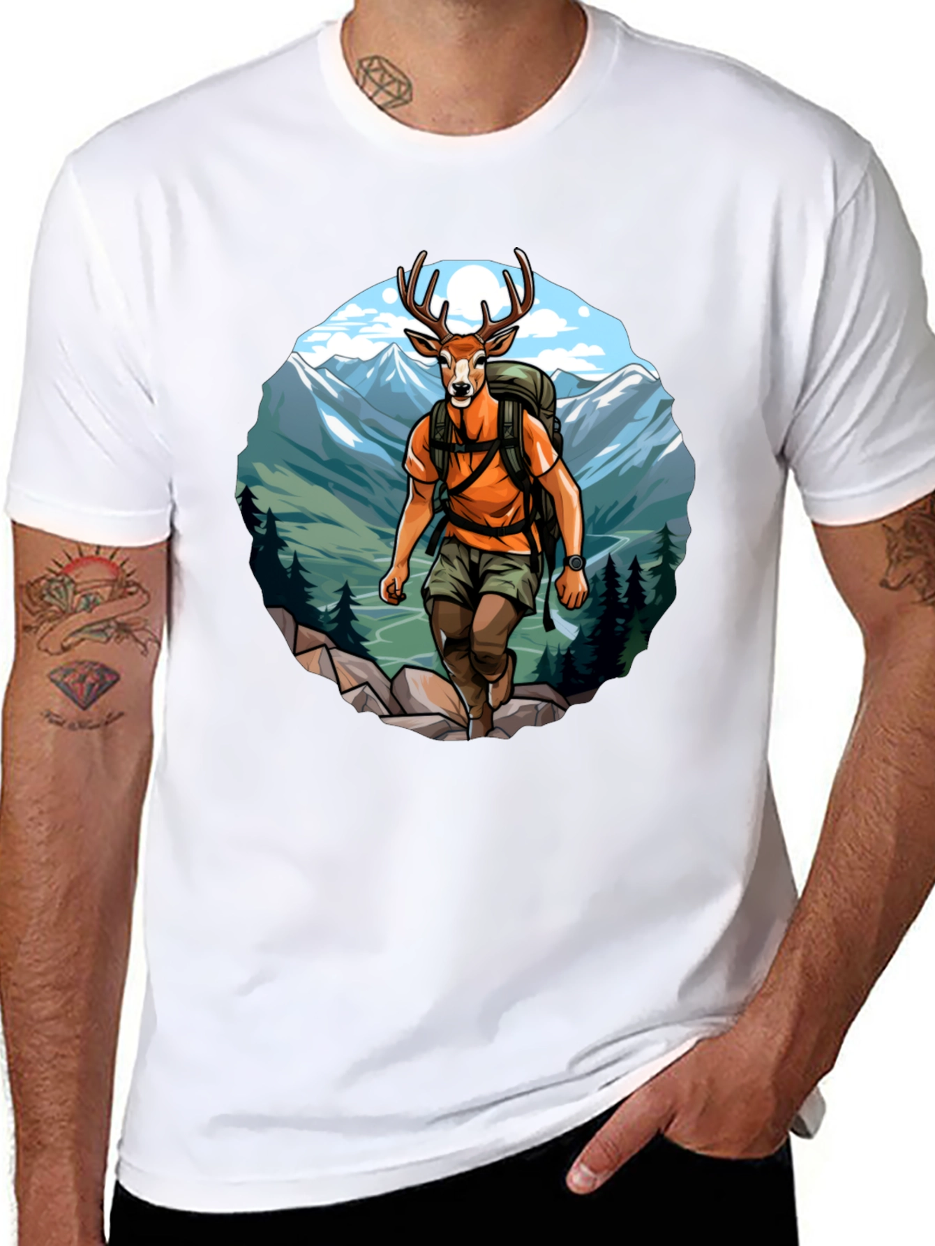 Deer Hiker Graphic T-Shirt - Adventure Apparel