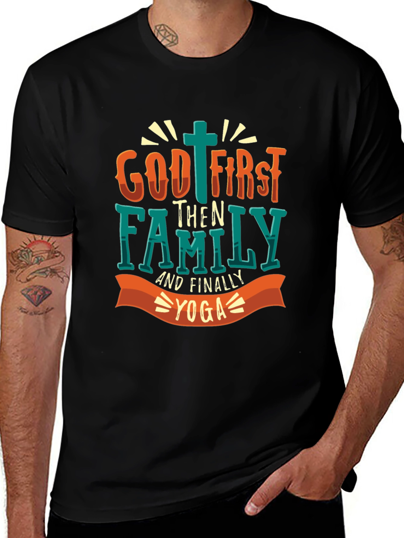God First Family Yoga T-Shirt - Mens Graphic Tee