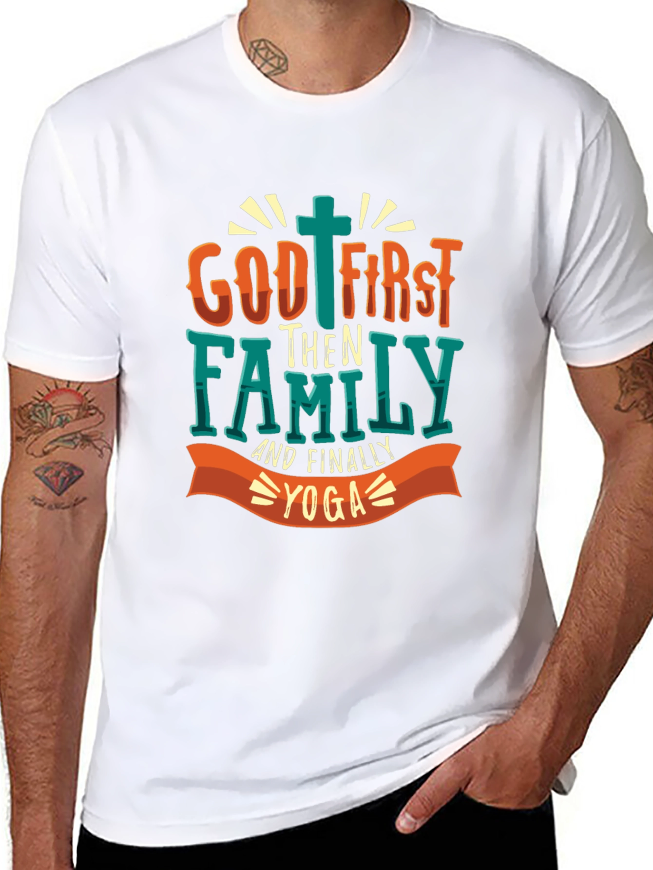 God First Family Yoga T-Shirt - Mens Graphic Tee