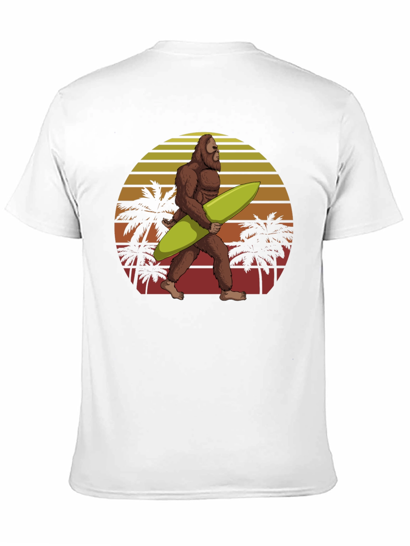 Sasquatch Surfer Graphic Tee - Black Cotton T-Shirt