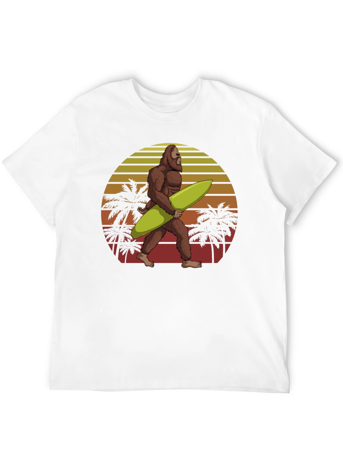 Sasquatch Surfer Graphic Tee - Black Cotton T-Shirt