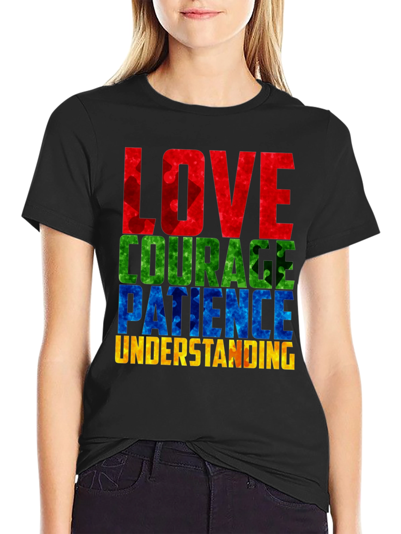 Autism Awareness T-Shirt Love Courage Patience Understanding