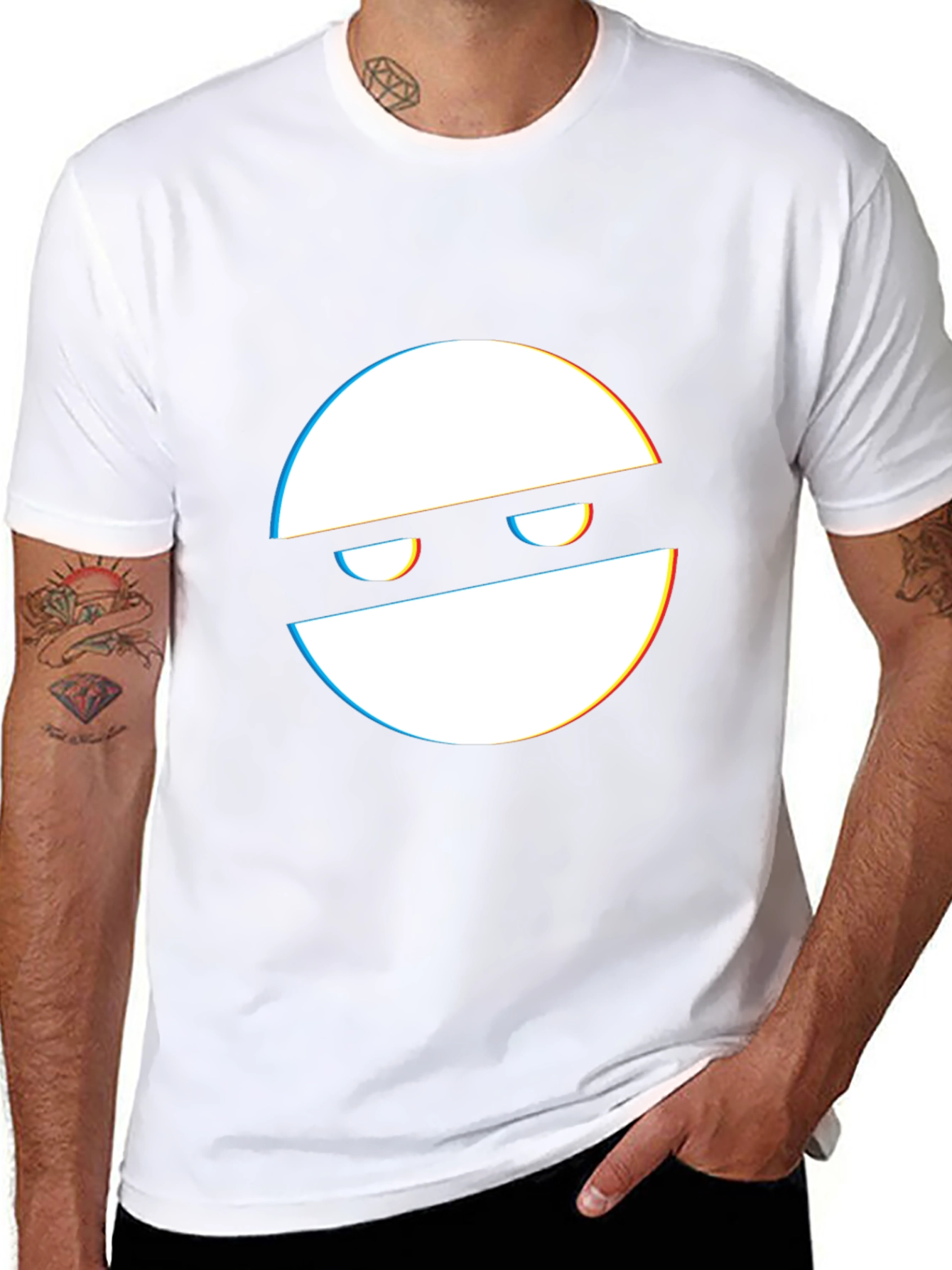 Glitch Mask Tee - Modern Graphic Black T-Shirt