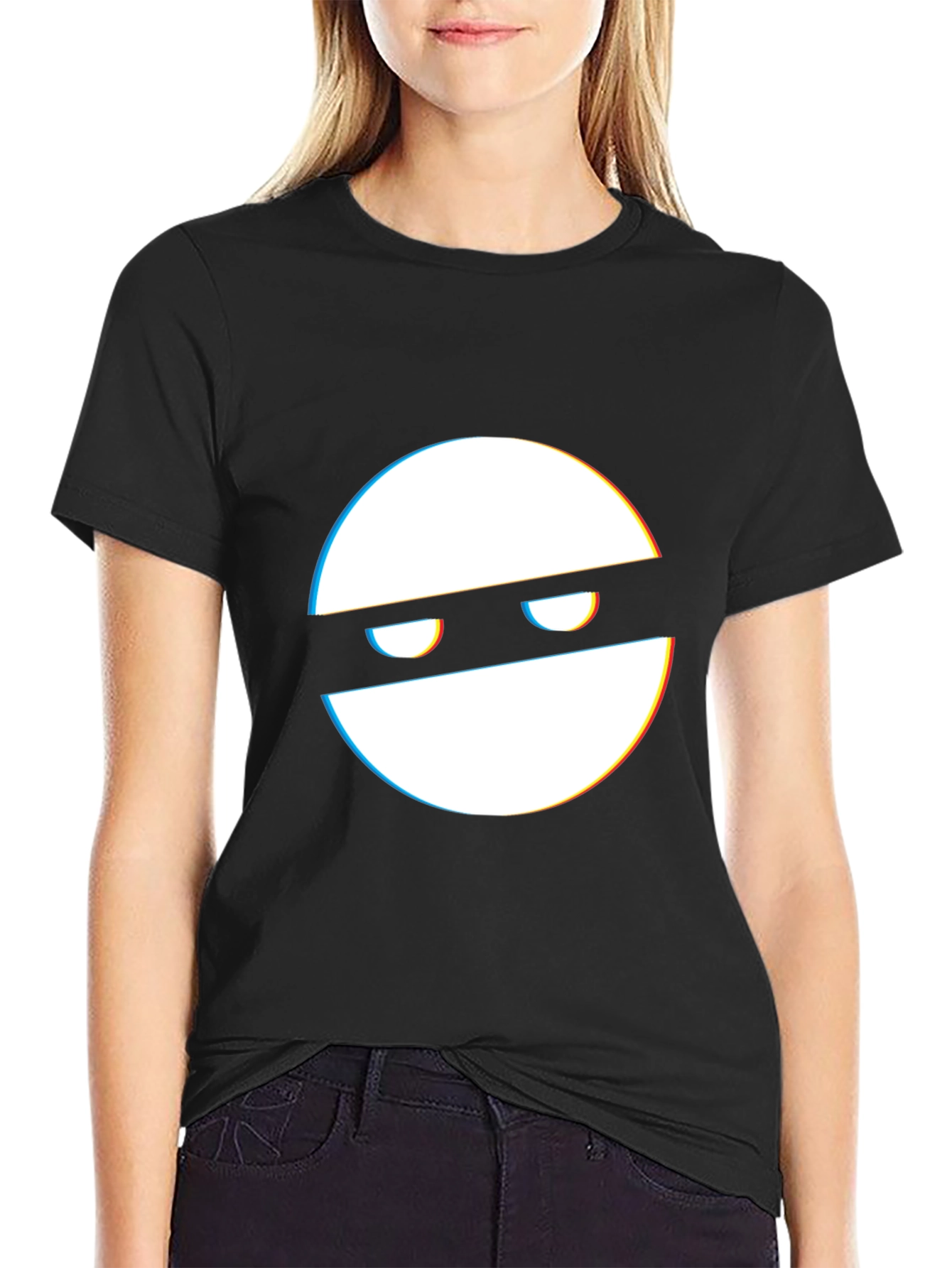 Glitch Mask Tee - Modern Graphic Black T-Shirt