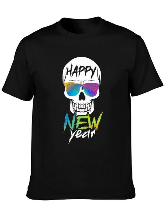 Happy New Year Skull Graphic Tee