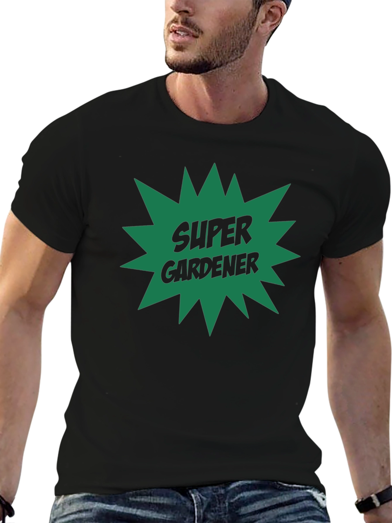 Super Gardener T-Shirt - Black Crew Neck Tee