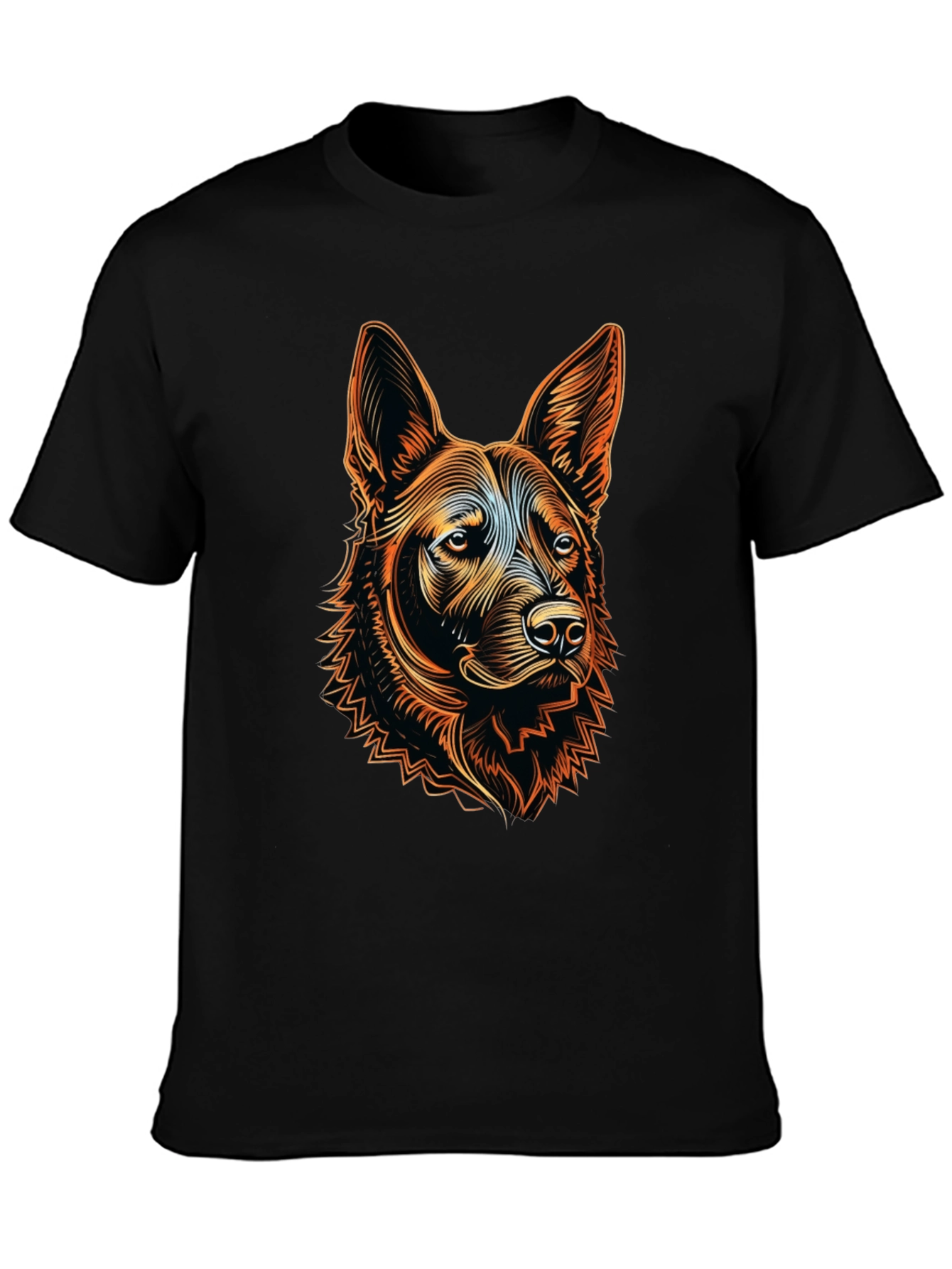 German Shepherd Dog Graphic Tee - Black Cotton Blend