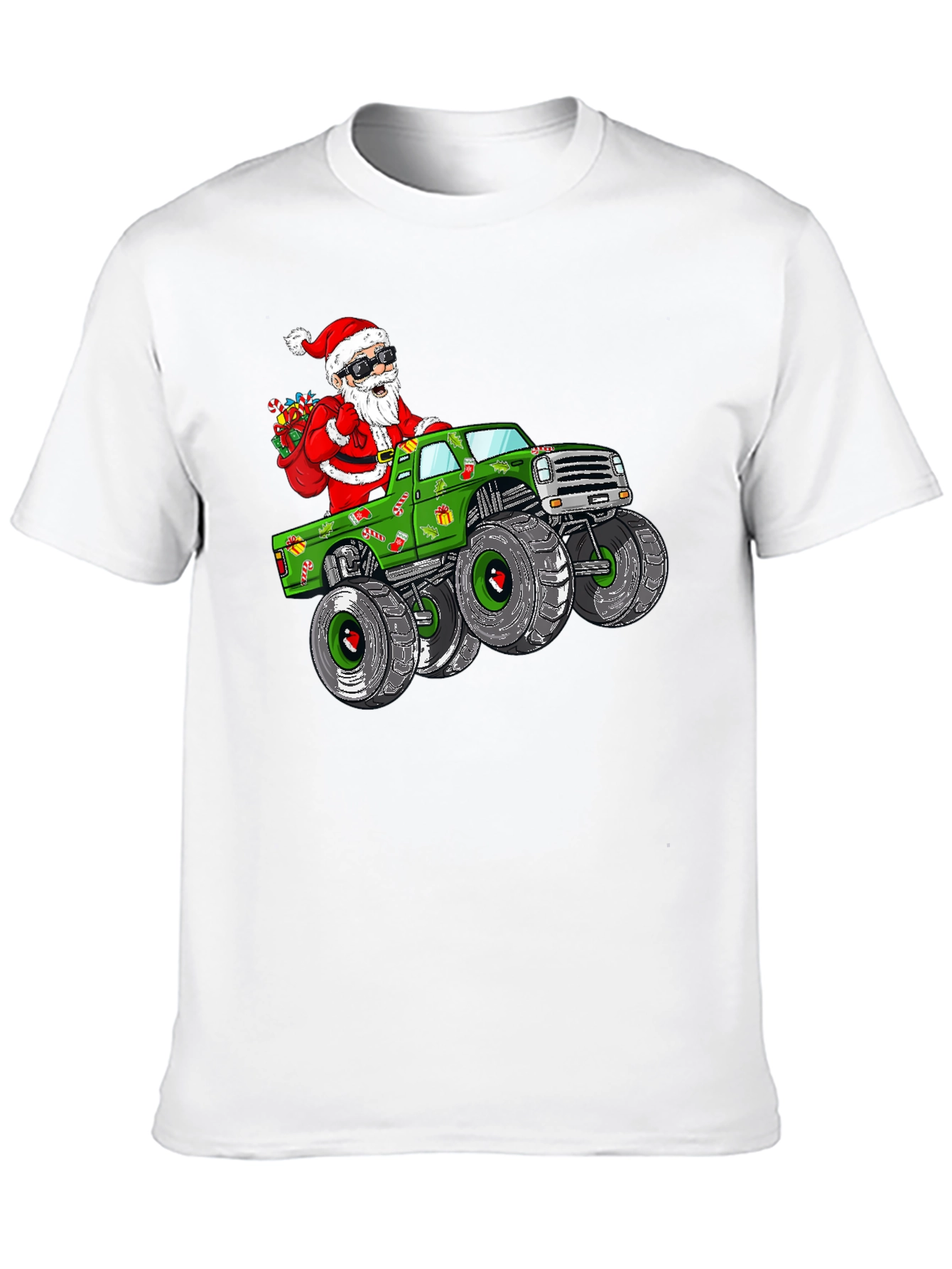Santa Monster Truck Christmas Graphic Tee