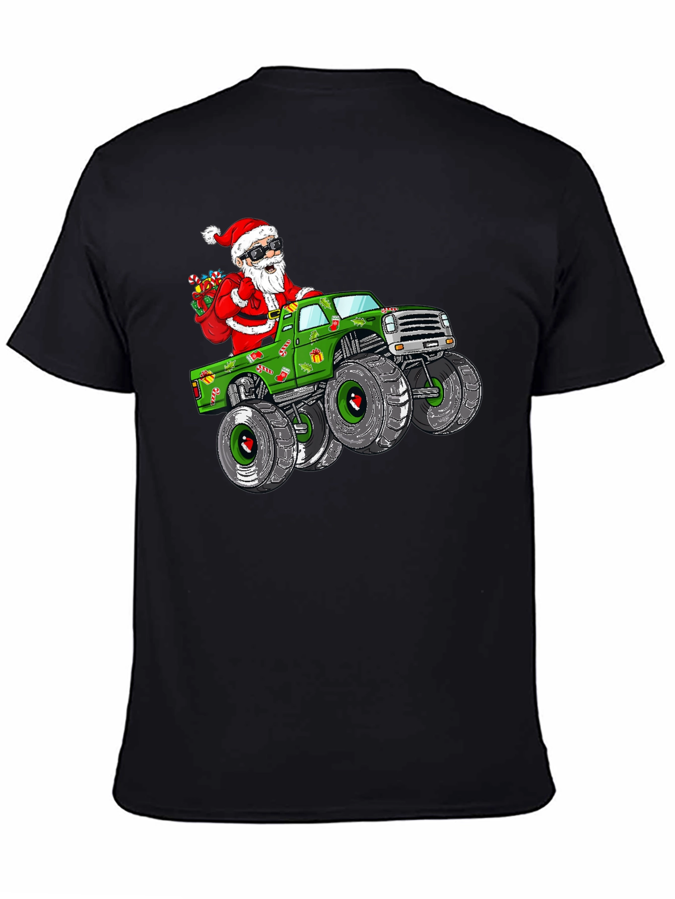 Santa Monster Truck Christmas Graphic Tee