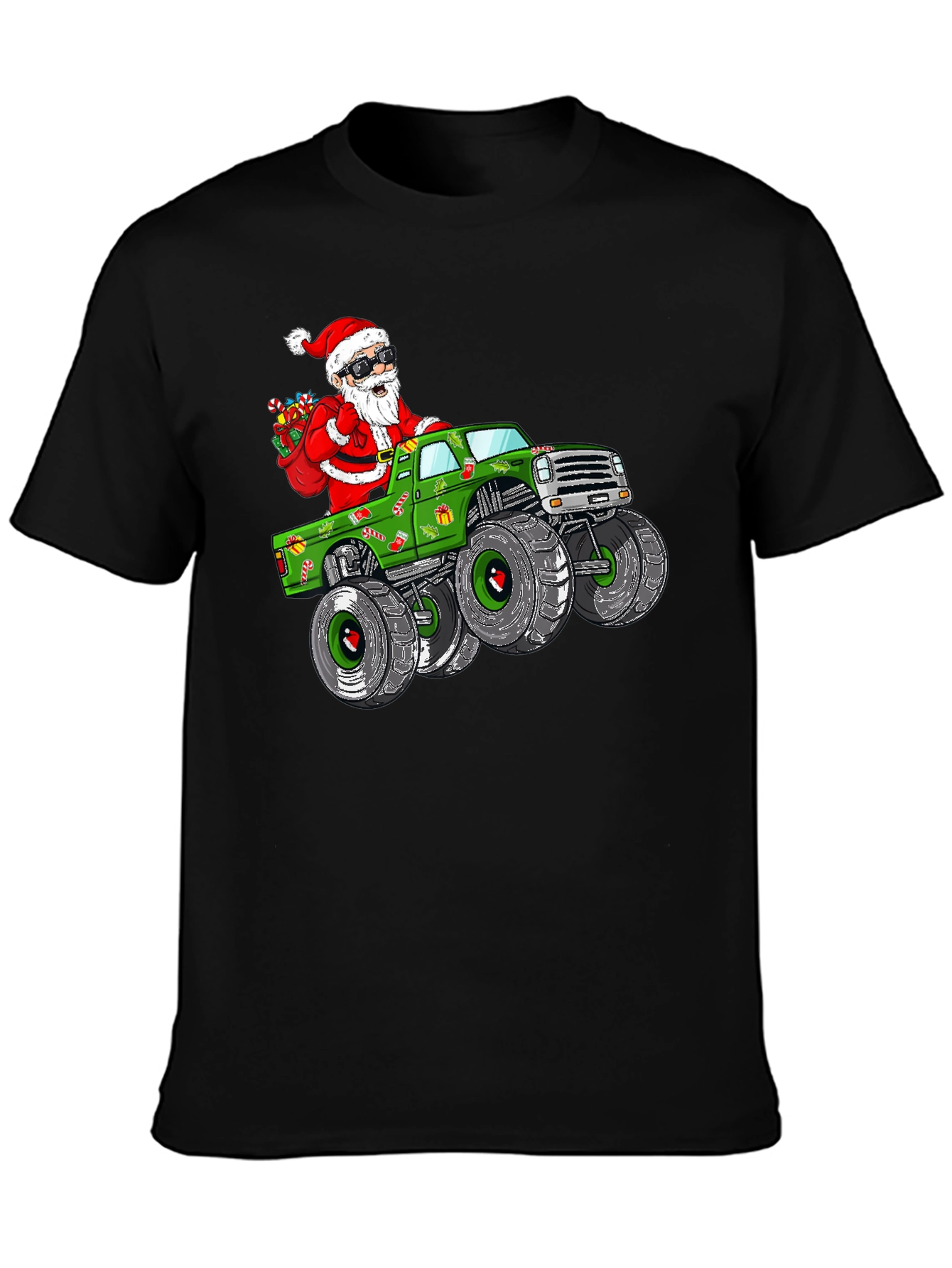 Santa Monster Truck Christmas Graphic Tee