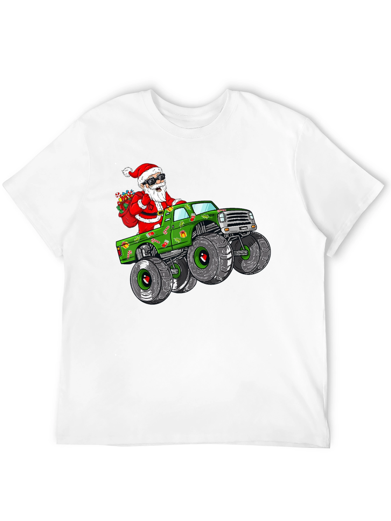 Santa Monster Truck Christmas Graphic Tee