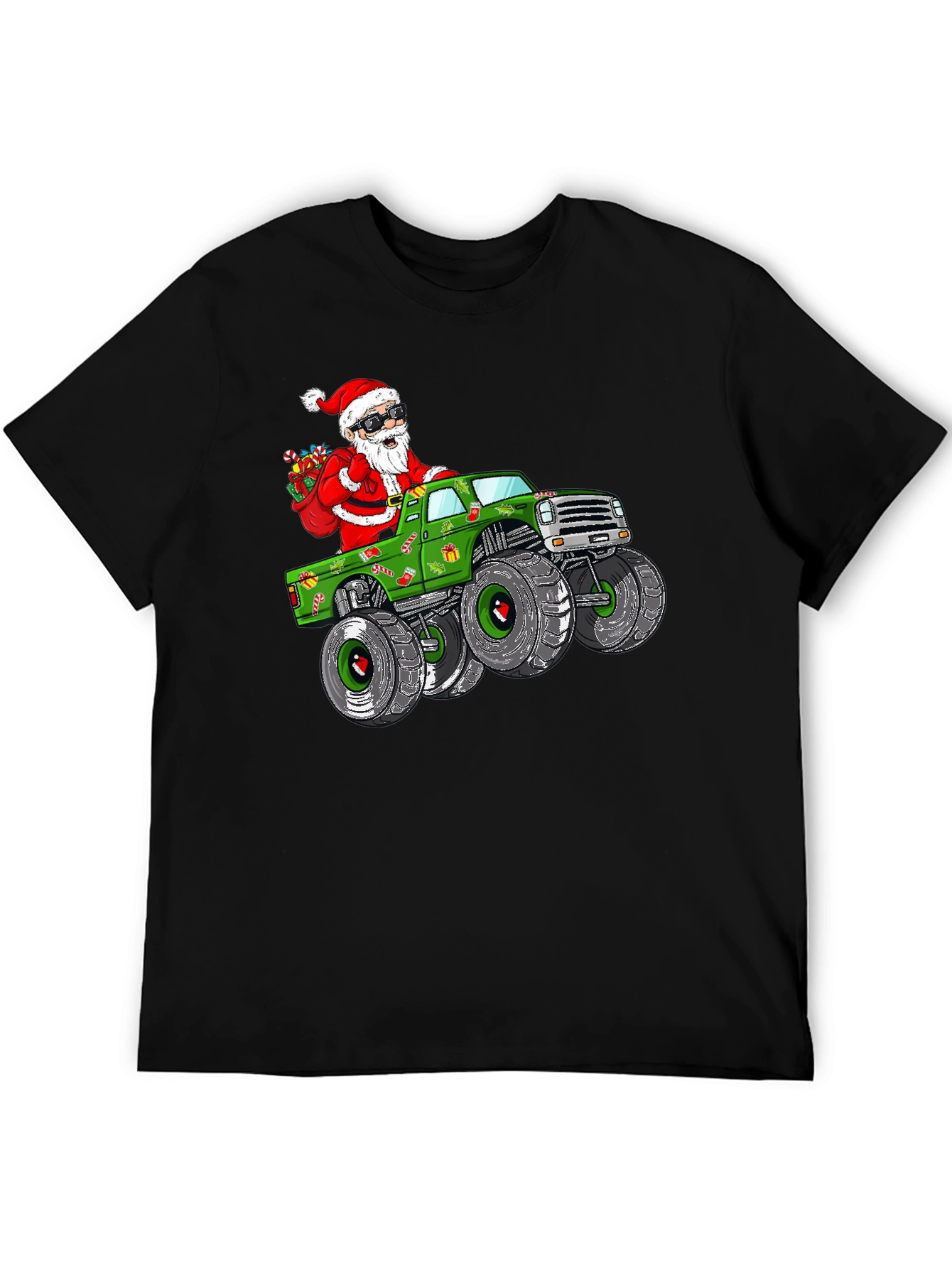 Santa Monster Truck Christmas Graphic Tee