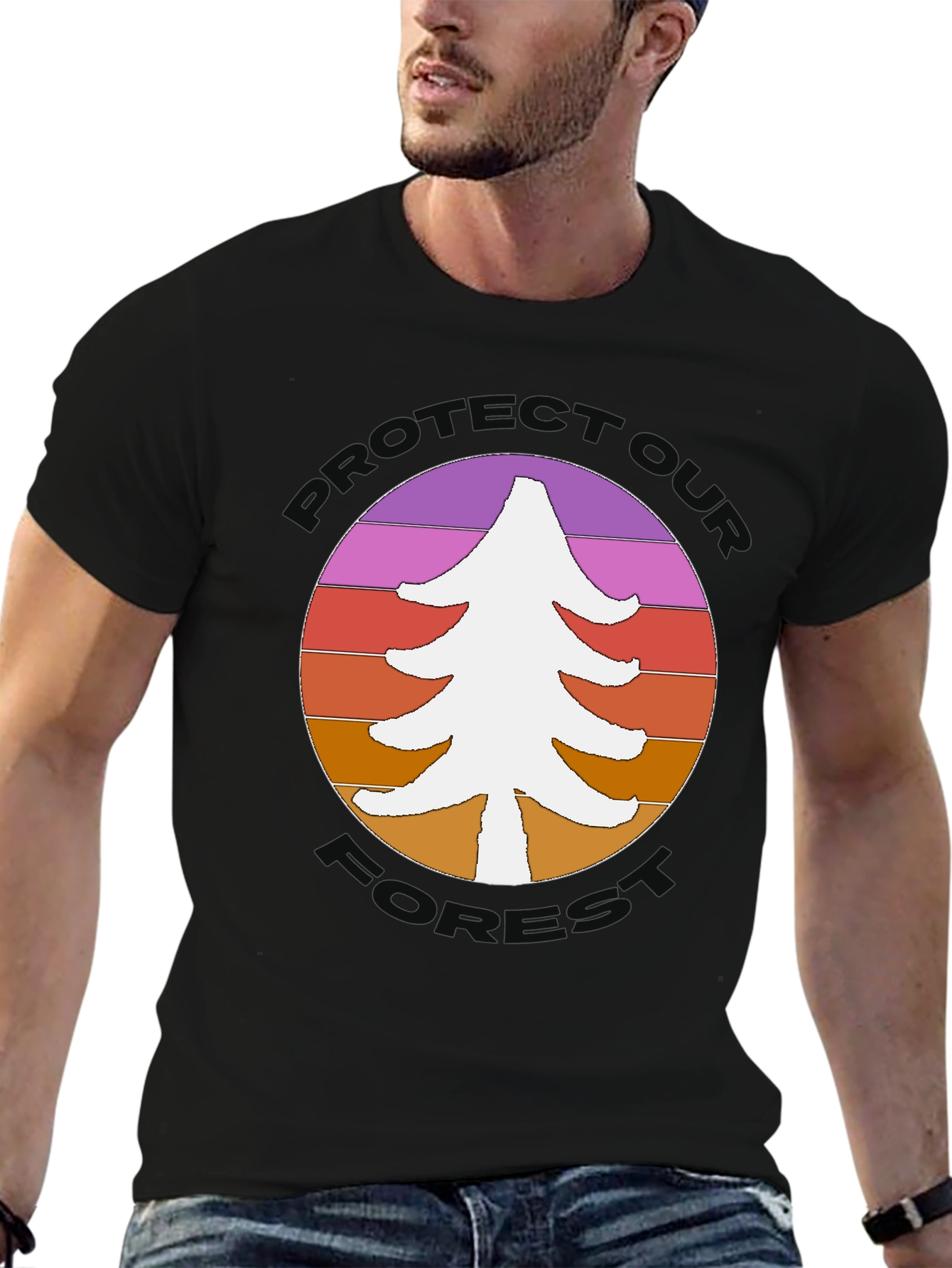 Retro Protect Our World Tree Graphic T-Shirt