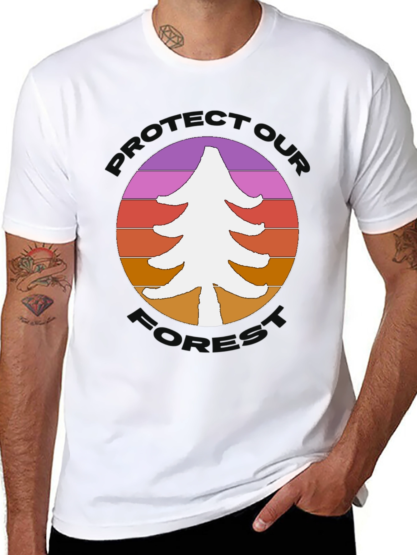 Retro Protect Our World Tree Graphic T-Shirt