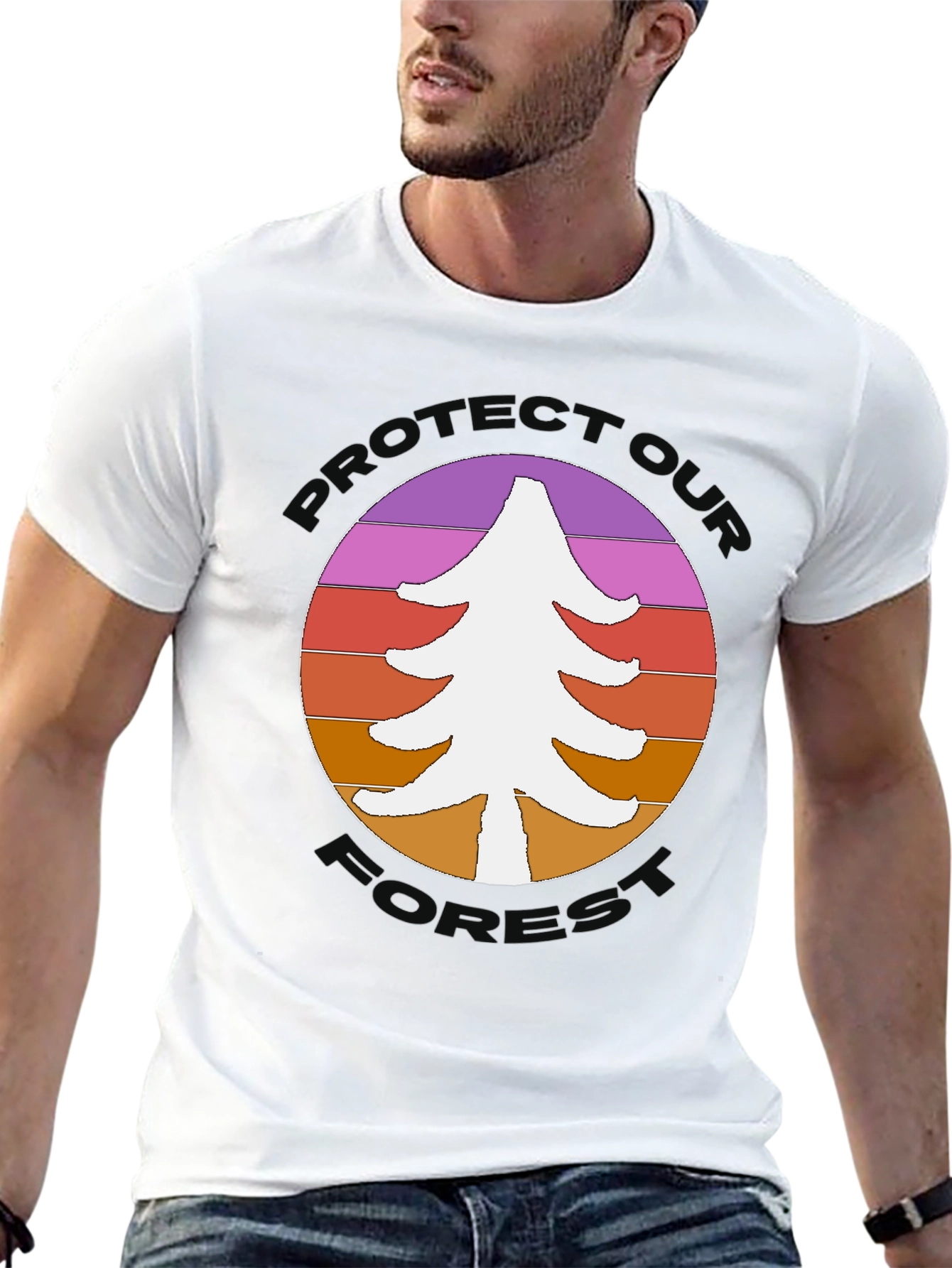 Retro Protect Our World Tree Graphic T-Shirt