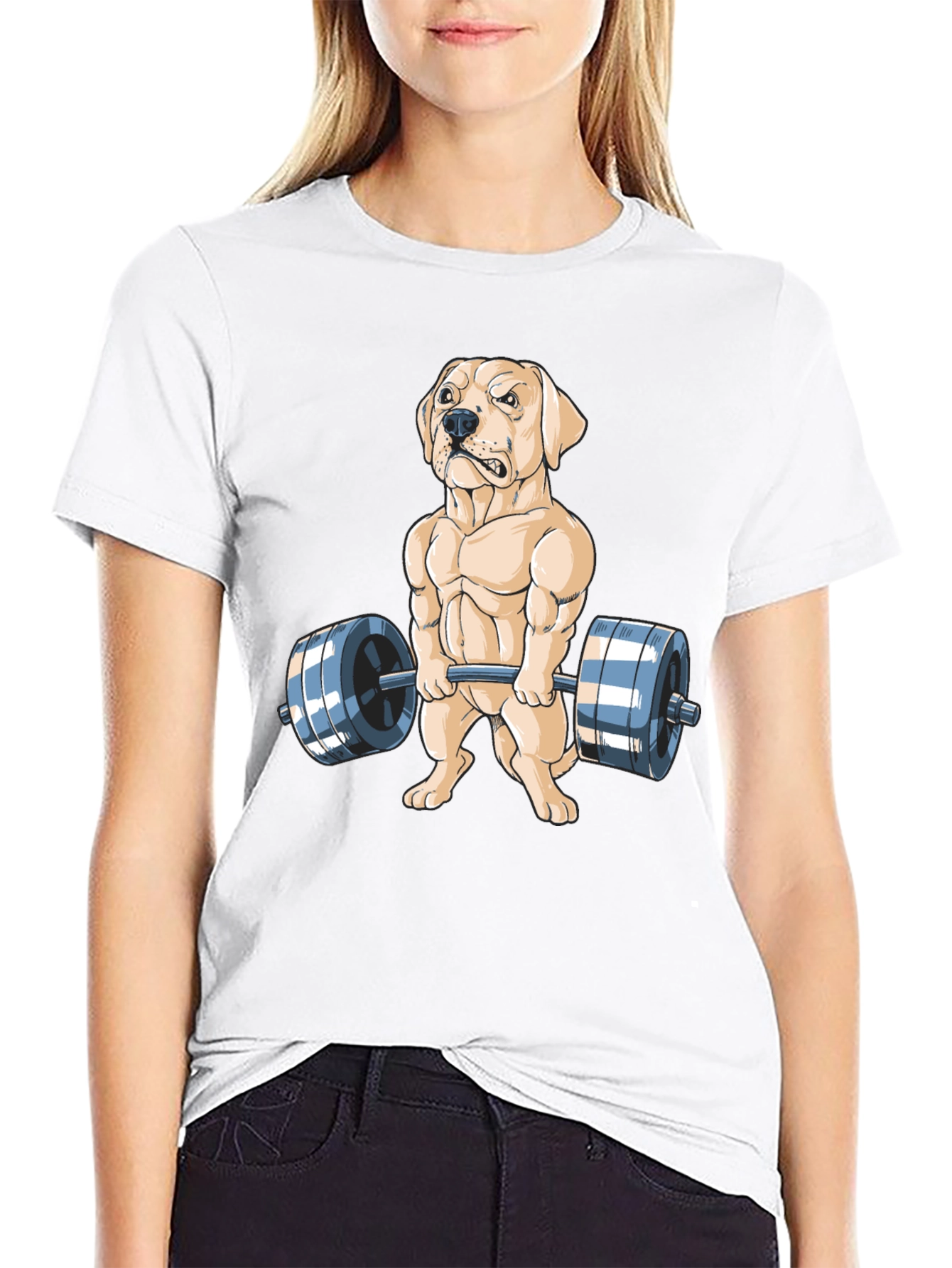 Dog Lifting Weights Graphic Tee