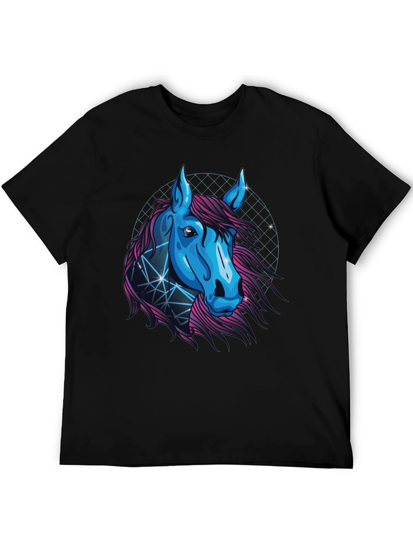 Cyber Horse Graphic Tee - Stylish Black T-Shirt