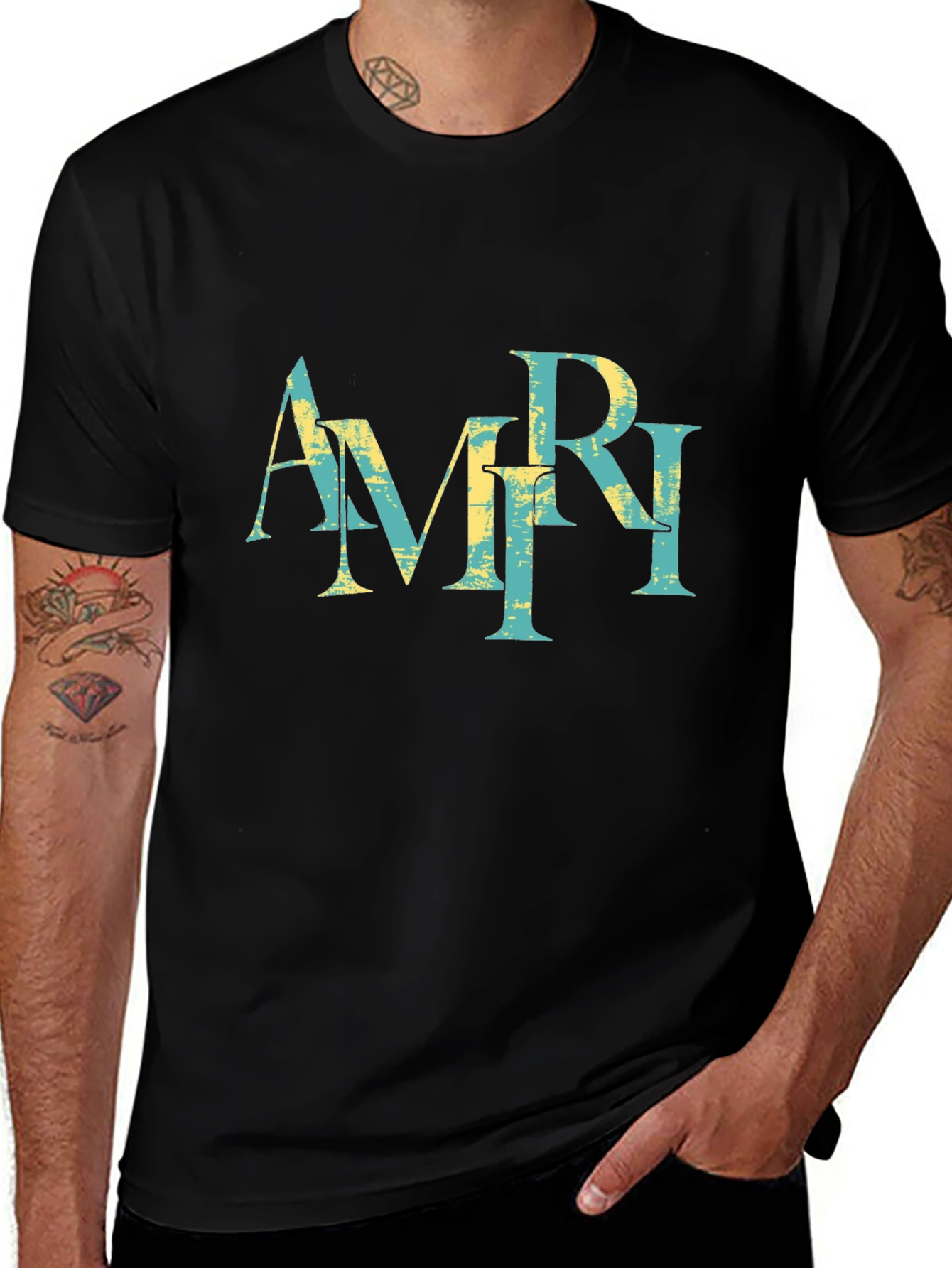 AMRI Graphic Print Black T-Shirt