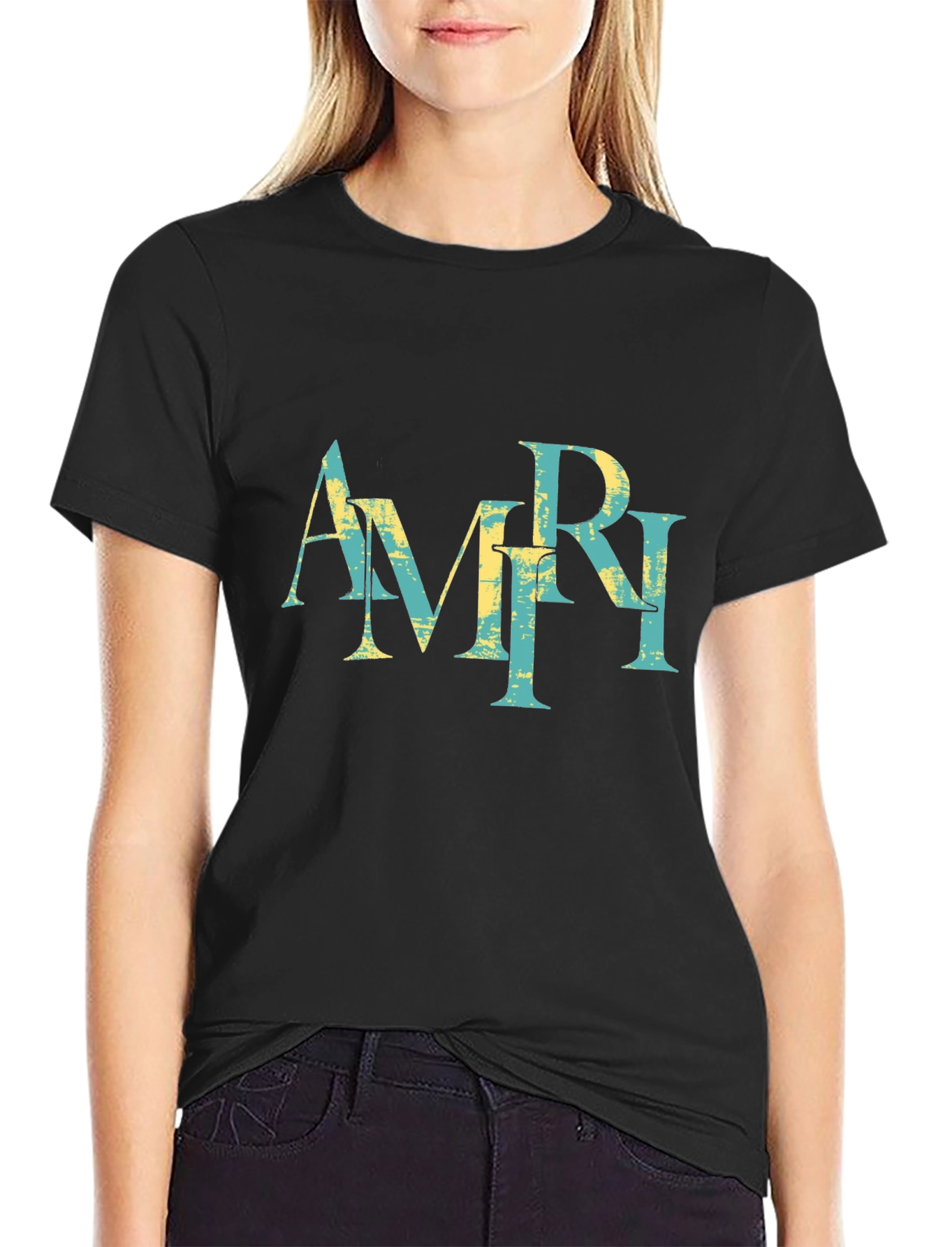 AMRI Graphic Print Black T-Shirt