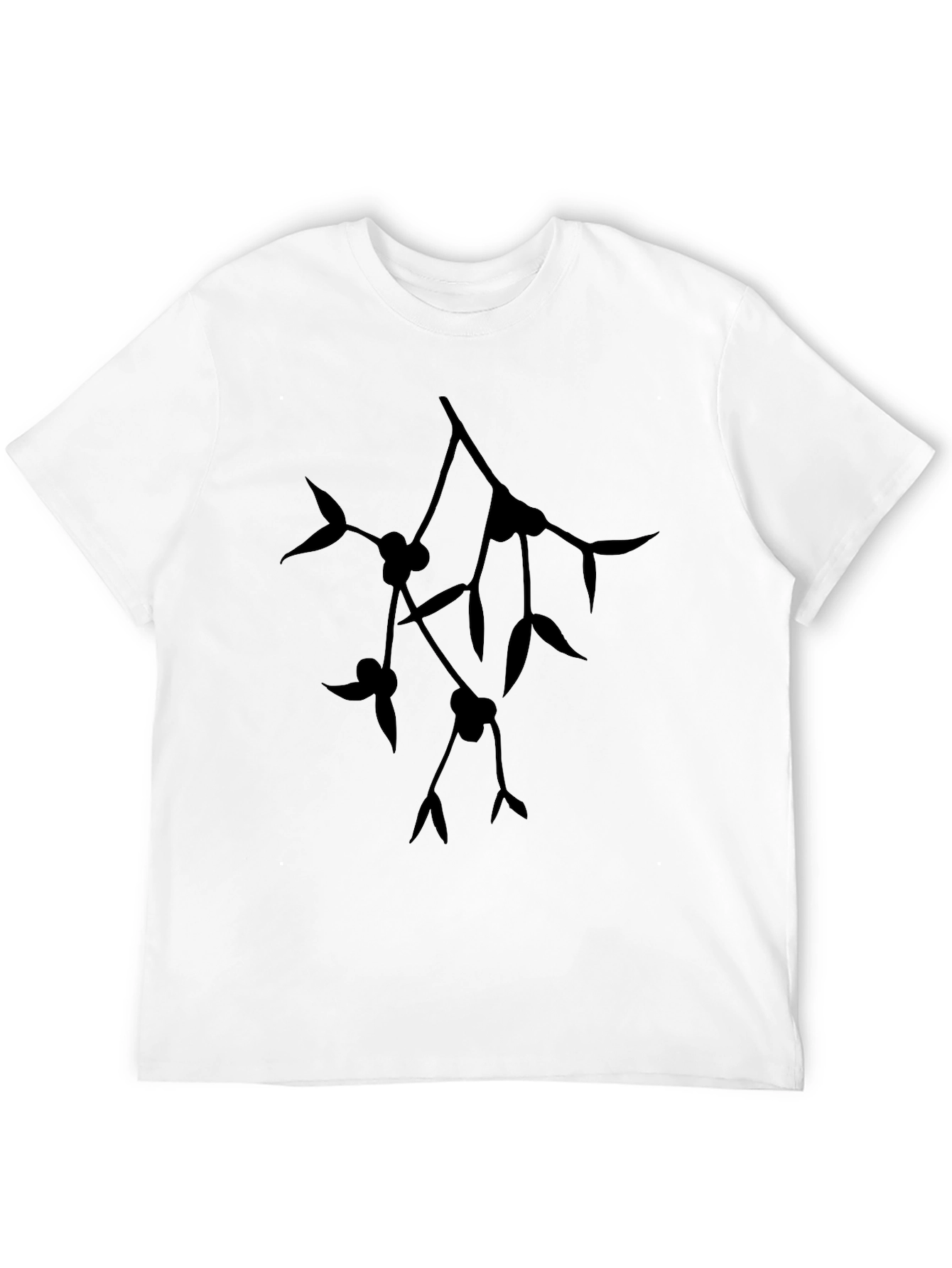 Modern Botanical Print Black Tee