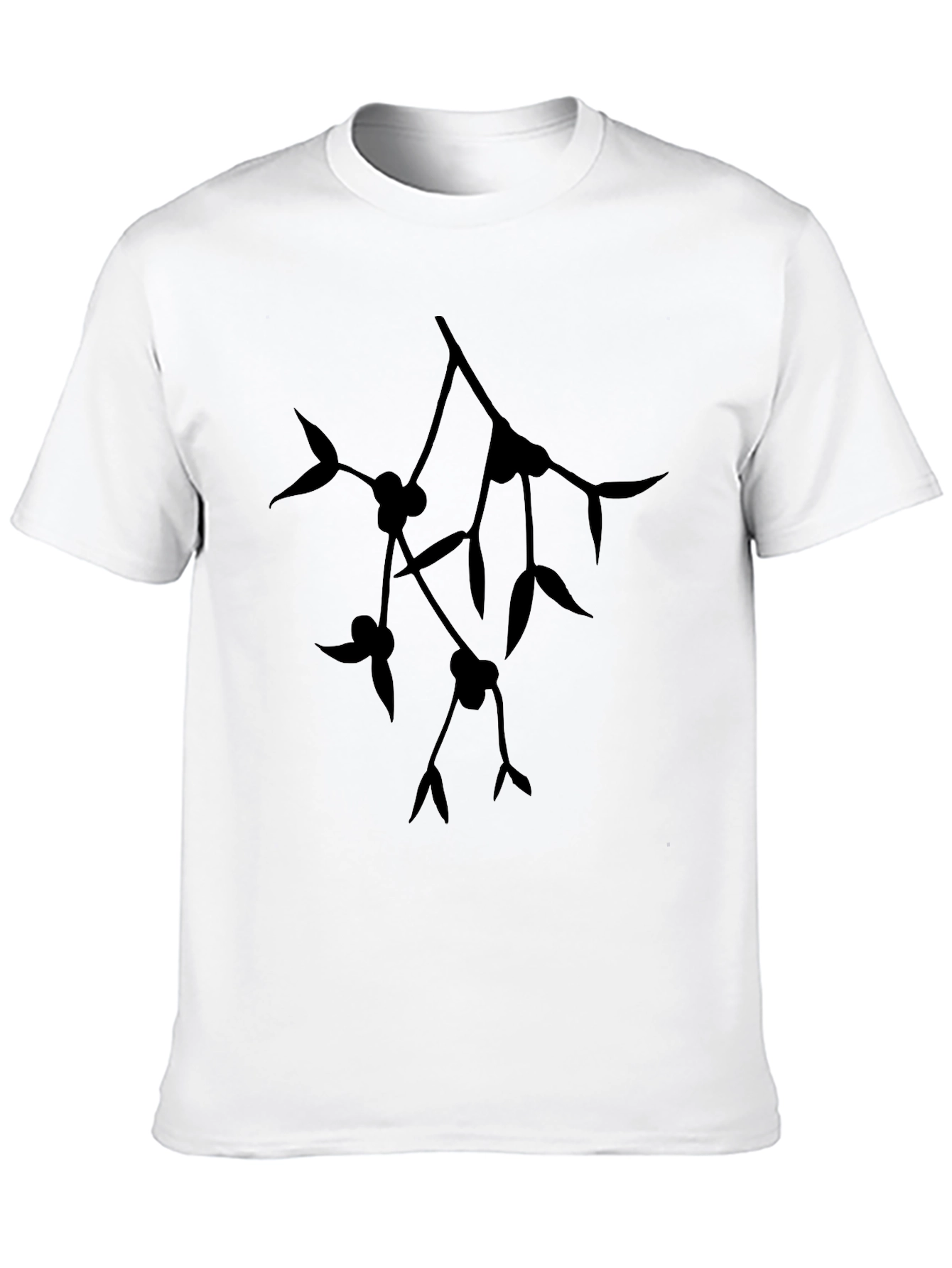 Modern Botanical Print Black Tee