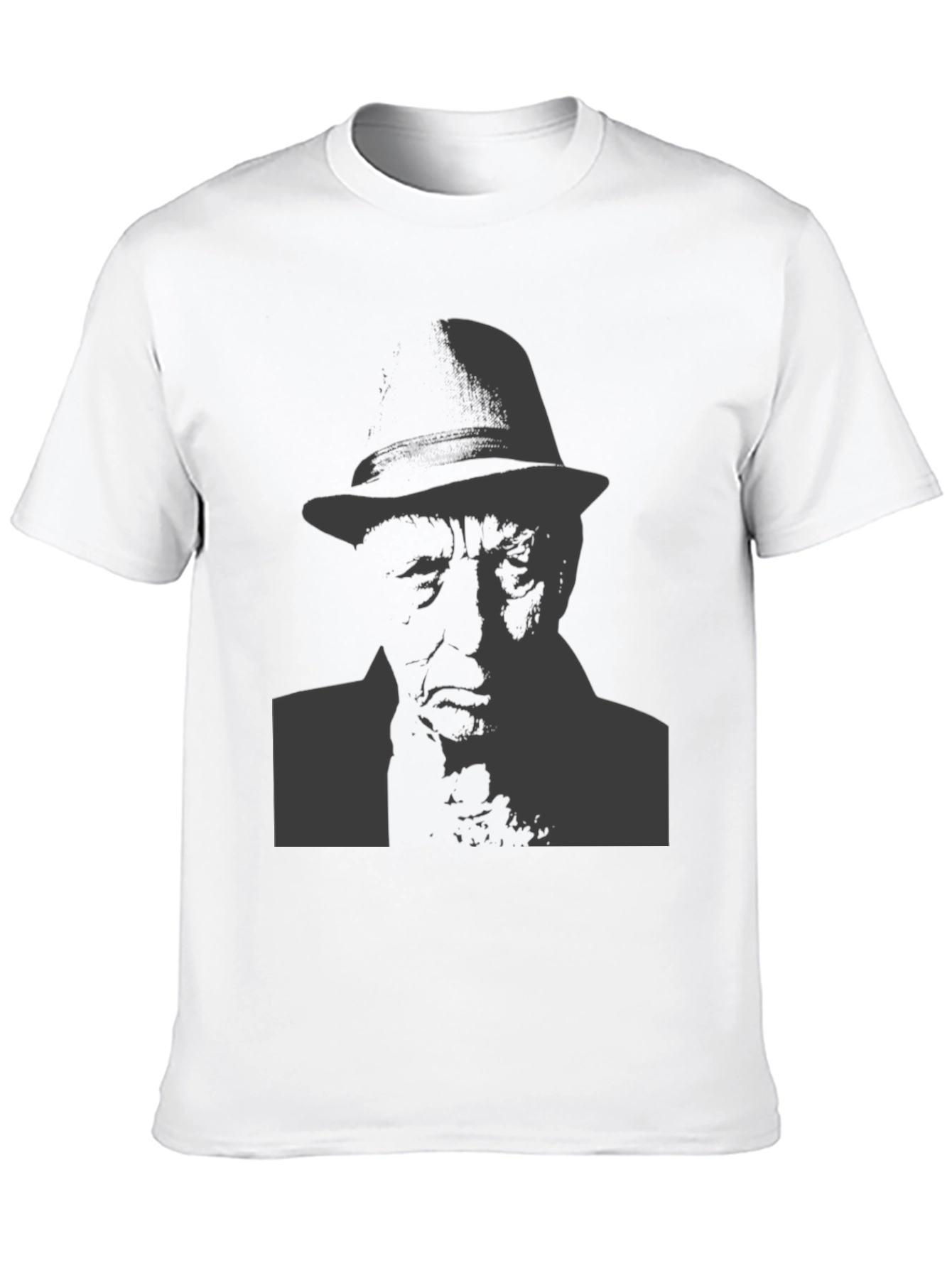Black T-Shirt with Man in Hat Graphic