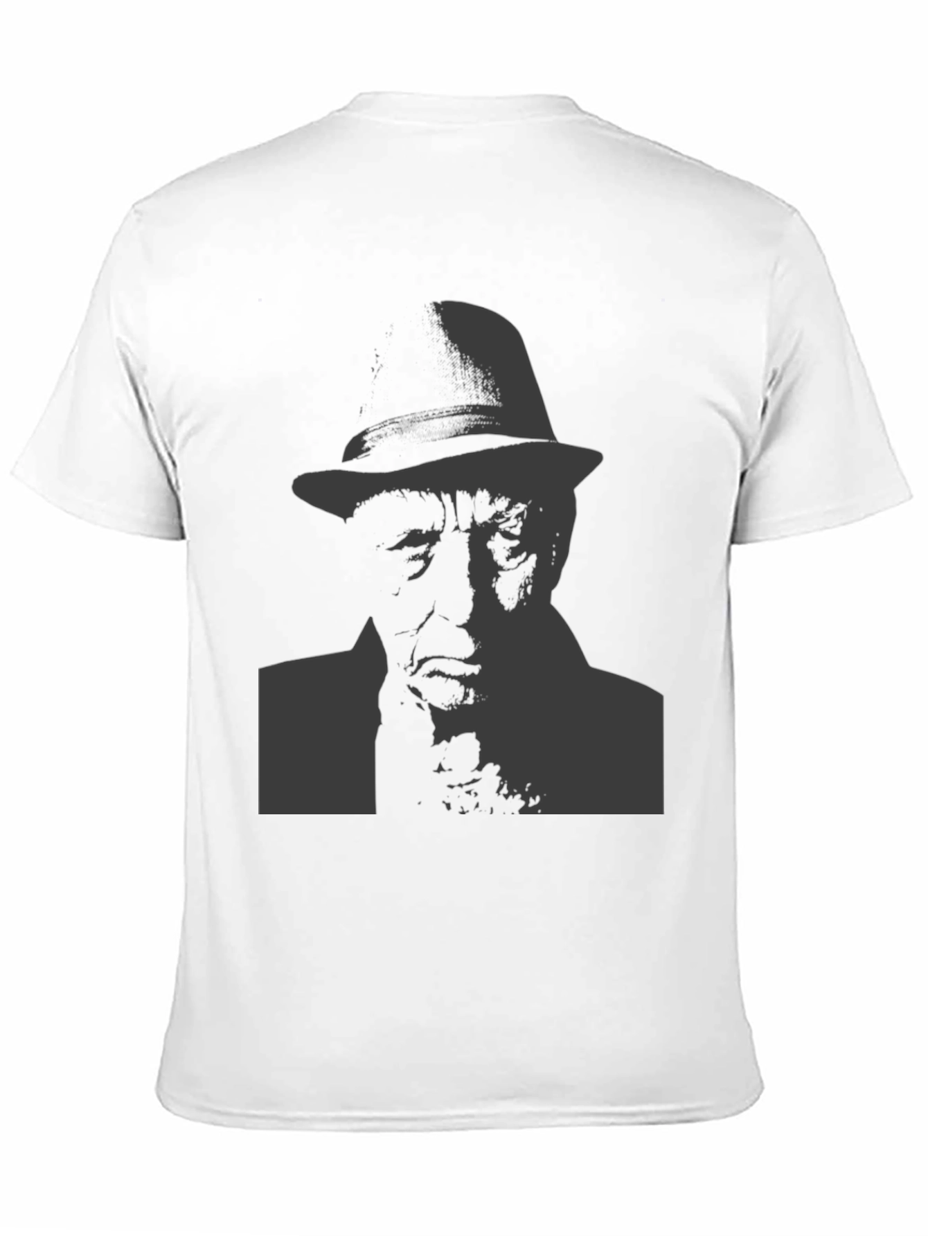 Black T-Shirt with Man in Hat Graphic
