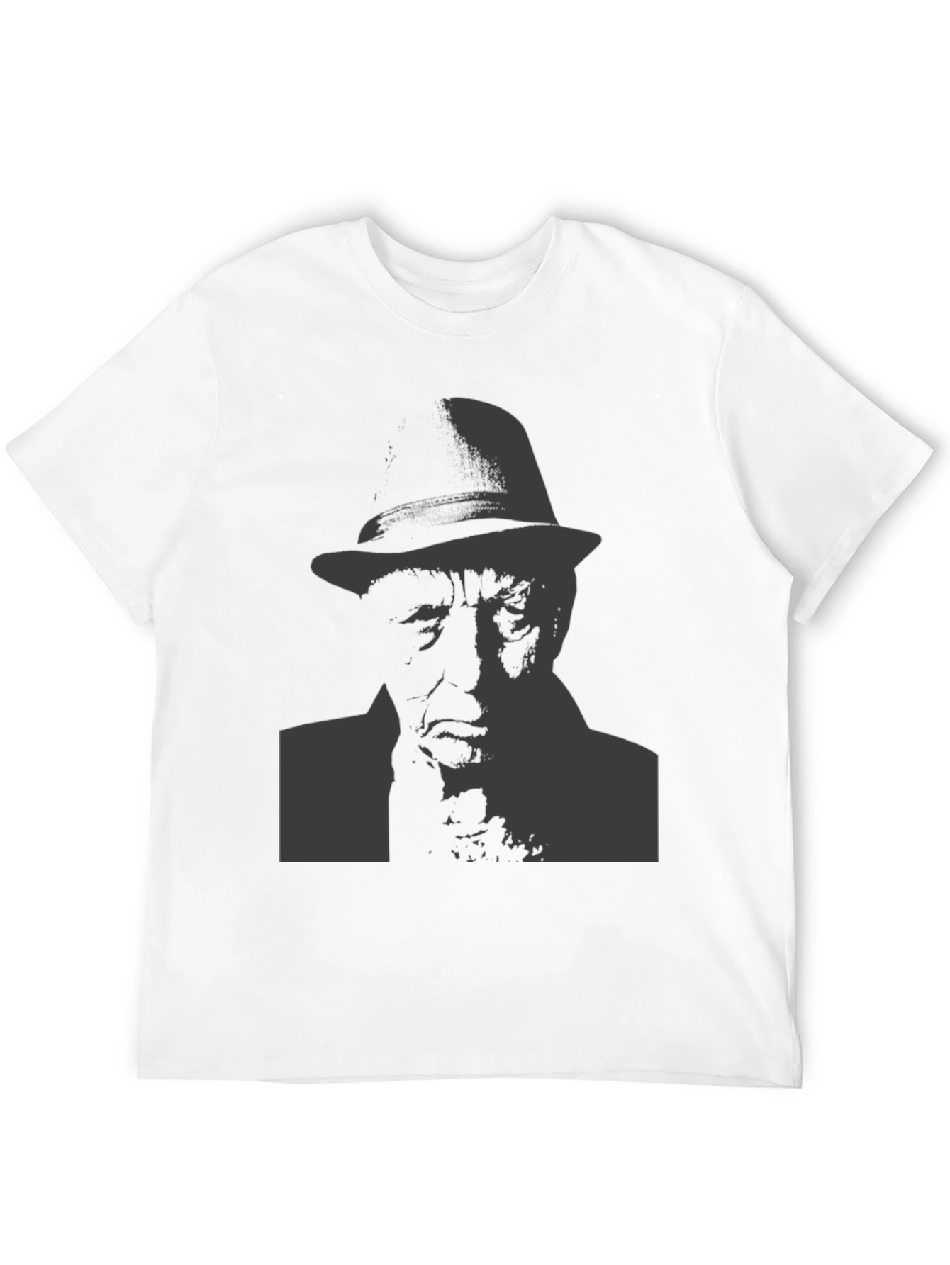 Black T-Shirt with Man in Hat Graphic