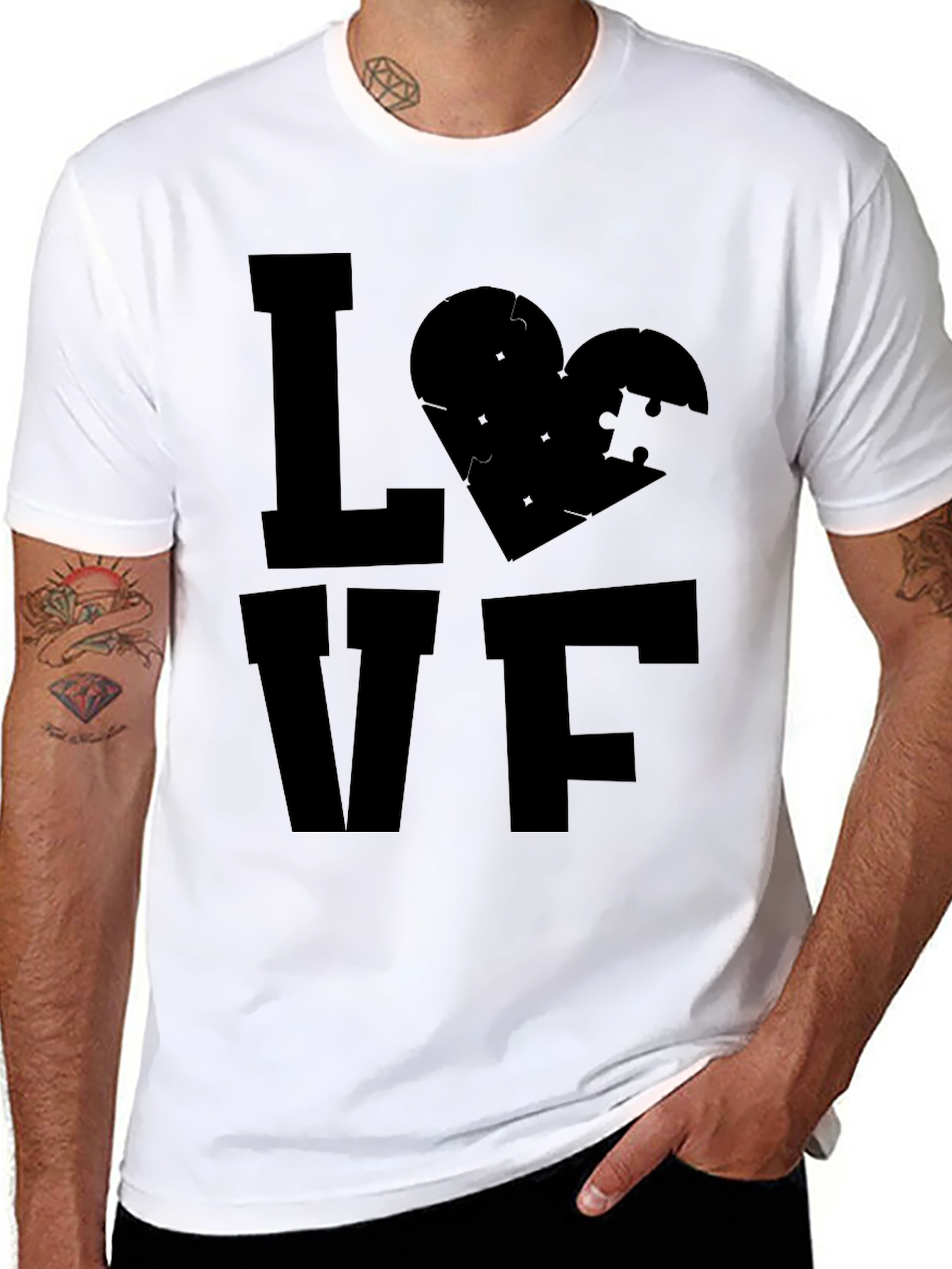 LOVE Autism Awareness T-Shirt - Puzzle Piece Heart Tee