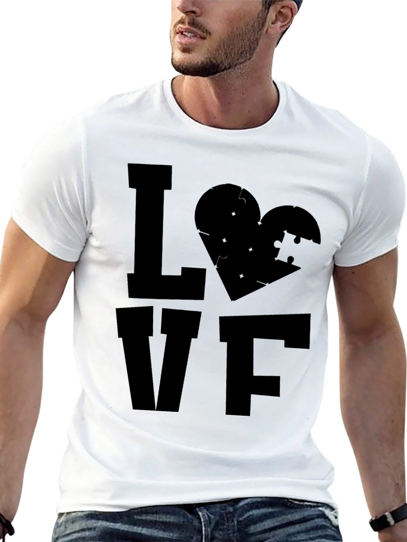 LOVE Autism Awareness T-Shirt - Puzzle Piece Heart Tee