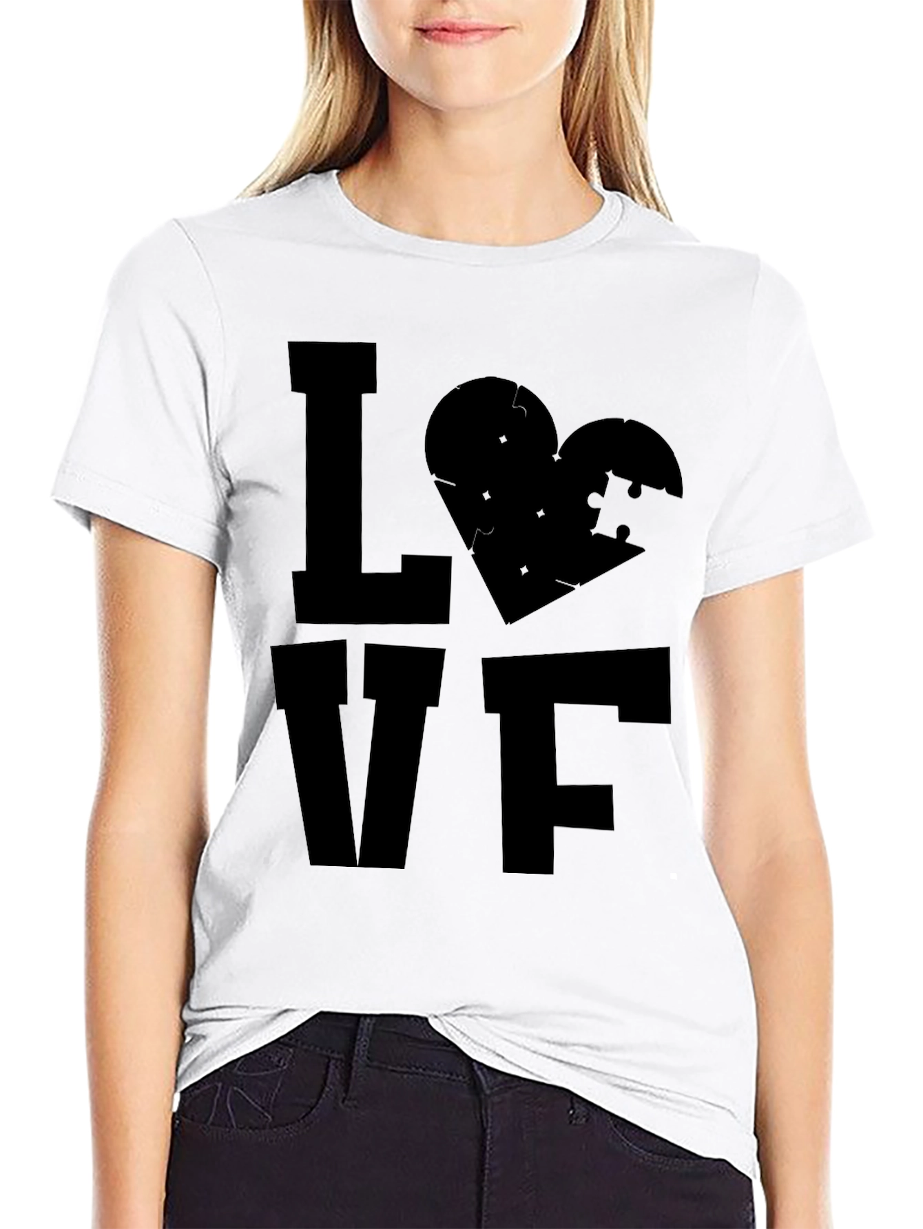 LOVE Autism Awareness T-Shirt - Puzzle Piece Heart Tee