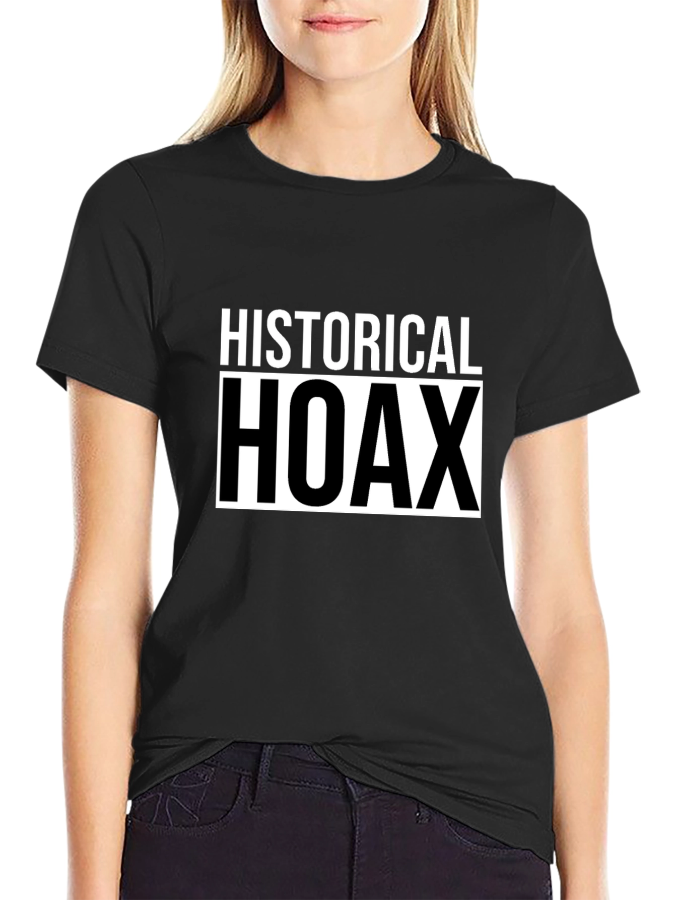 Historical Hoax Graphic T-Shirt - Black Casual Tee